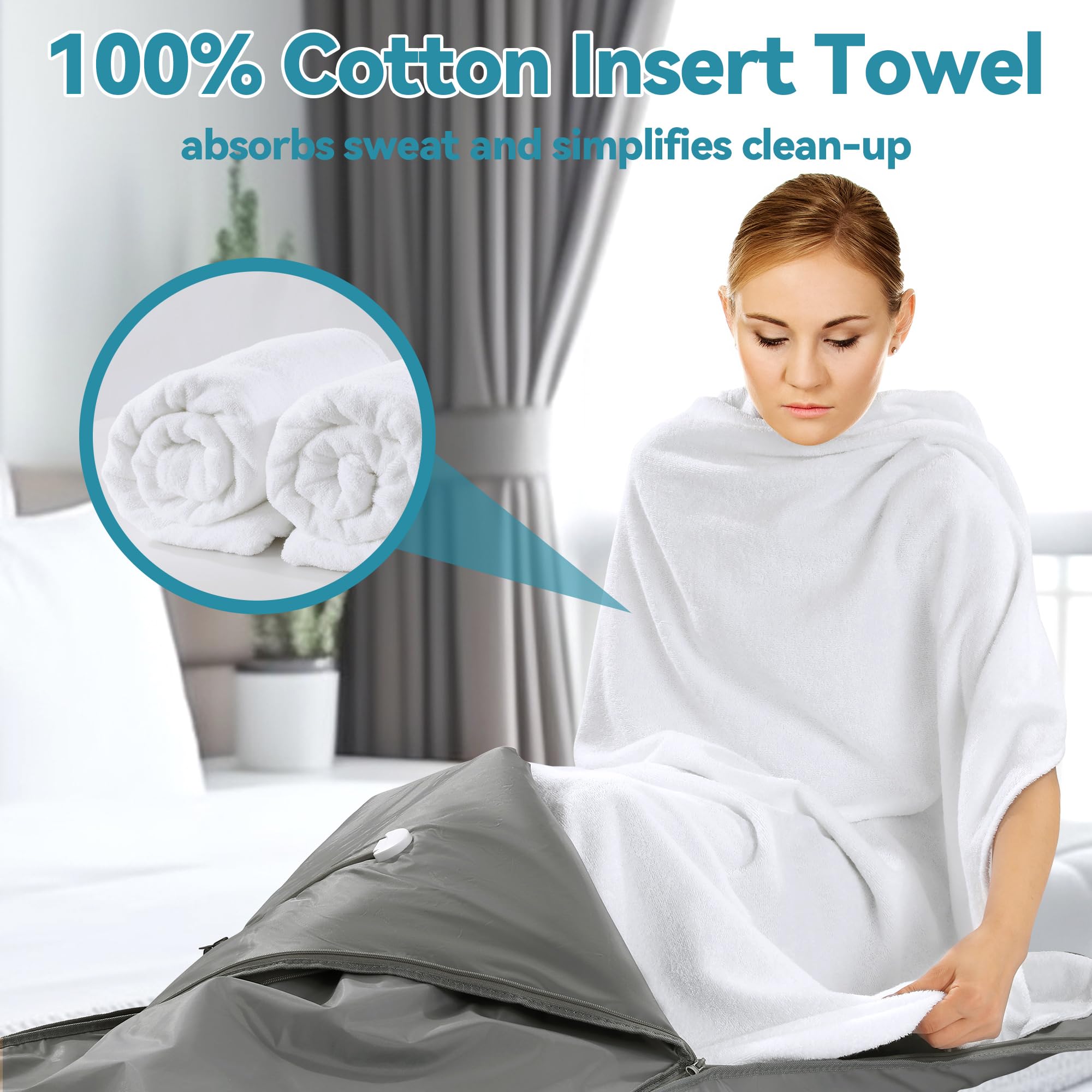 BALAPET Lot de 2 Serviettes de Sauna 100% Coton Douces et absorbantes pour couvertures de Sauna infrarouges, réutilisables et lavables en Machine (Blanc)