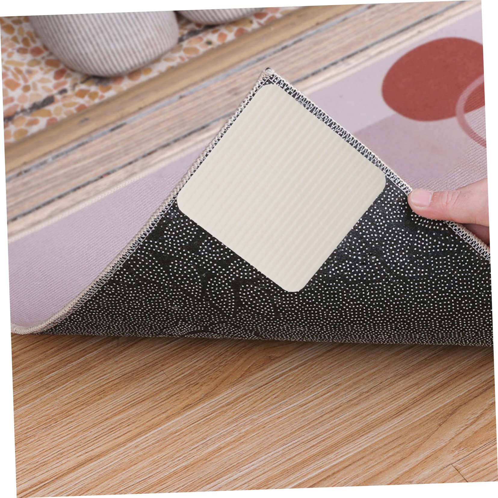 Alipis 16pièces Pads Antidérapants Auto-adhésifs pour Tapis Grippers pour Sols Durs Faciles à Installer Et Réutilisables