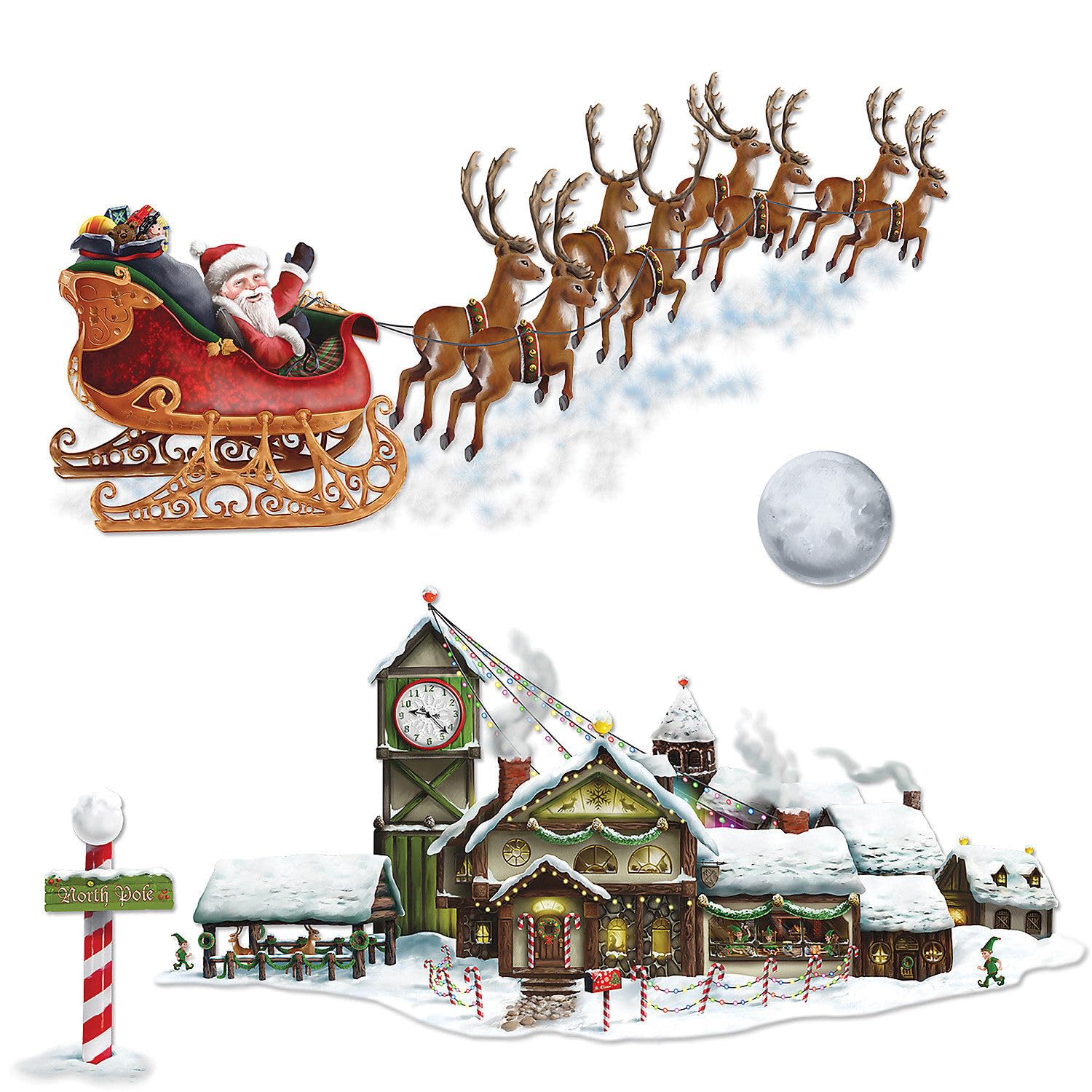 Beistle Santa's Sleigh & Workshop Props