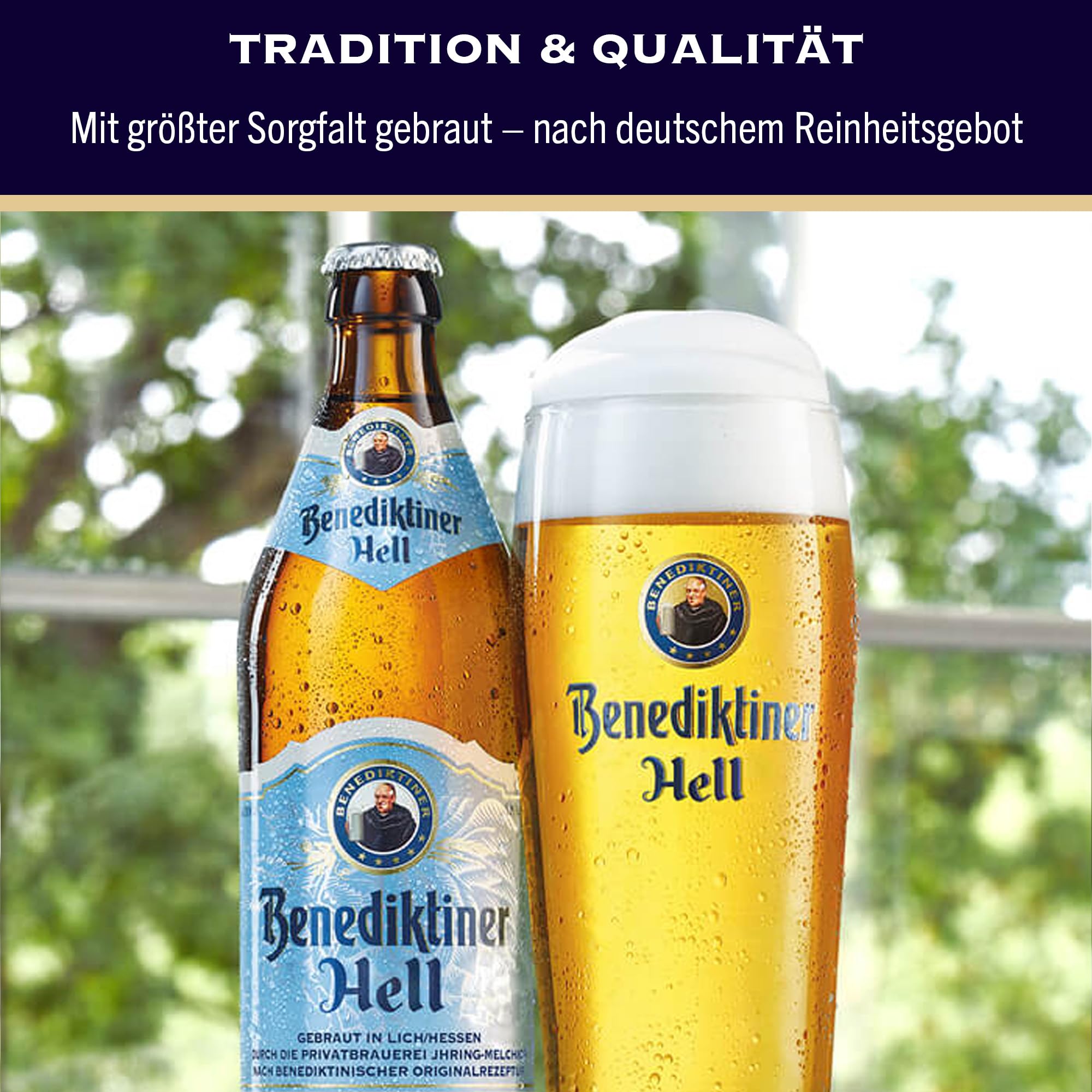 Benediktiner® Hell - Dosenbier (24x 0,5l) - Mildes helles Lager - Goldgelbe Farbe - Angenehme Malzsüße - Gebraut nach dem deutschen Reinheitsgebot