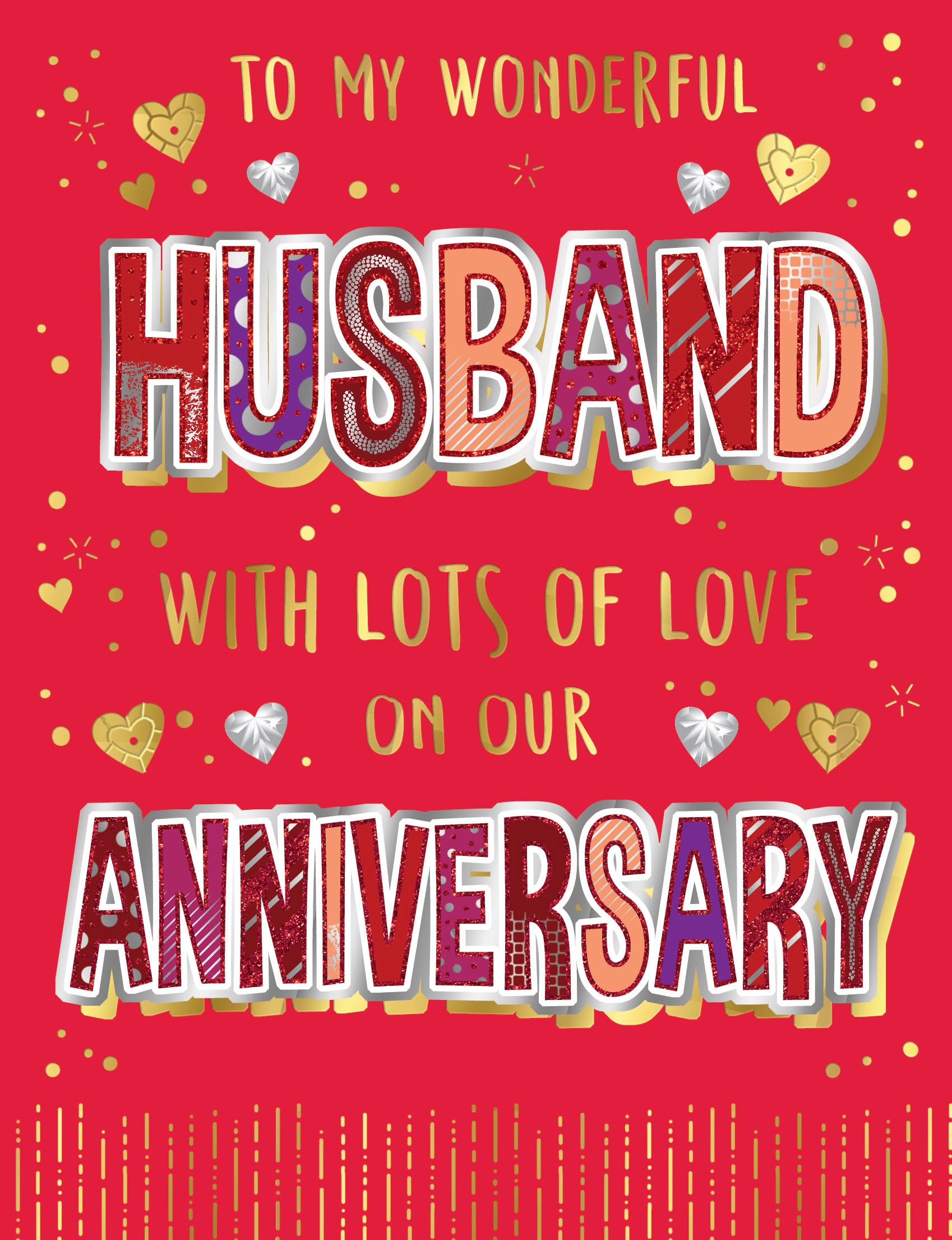 Anniversary Card, To My Wonderful Husband - 8 x 6 inches - Regal Publishing