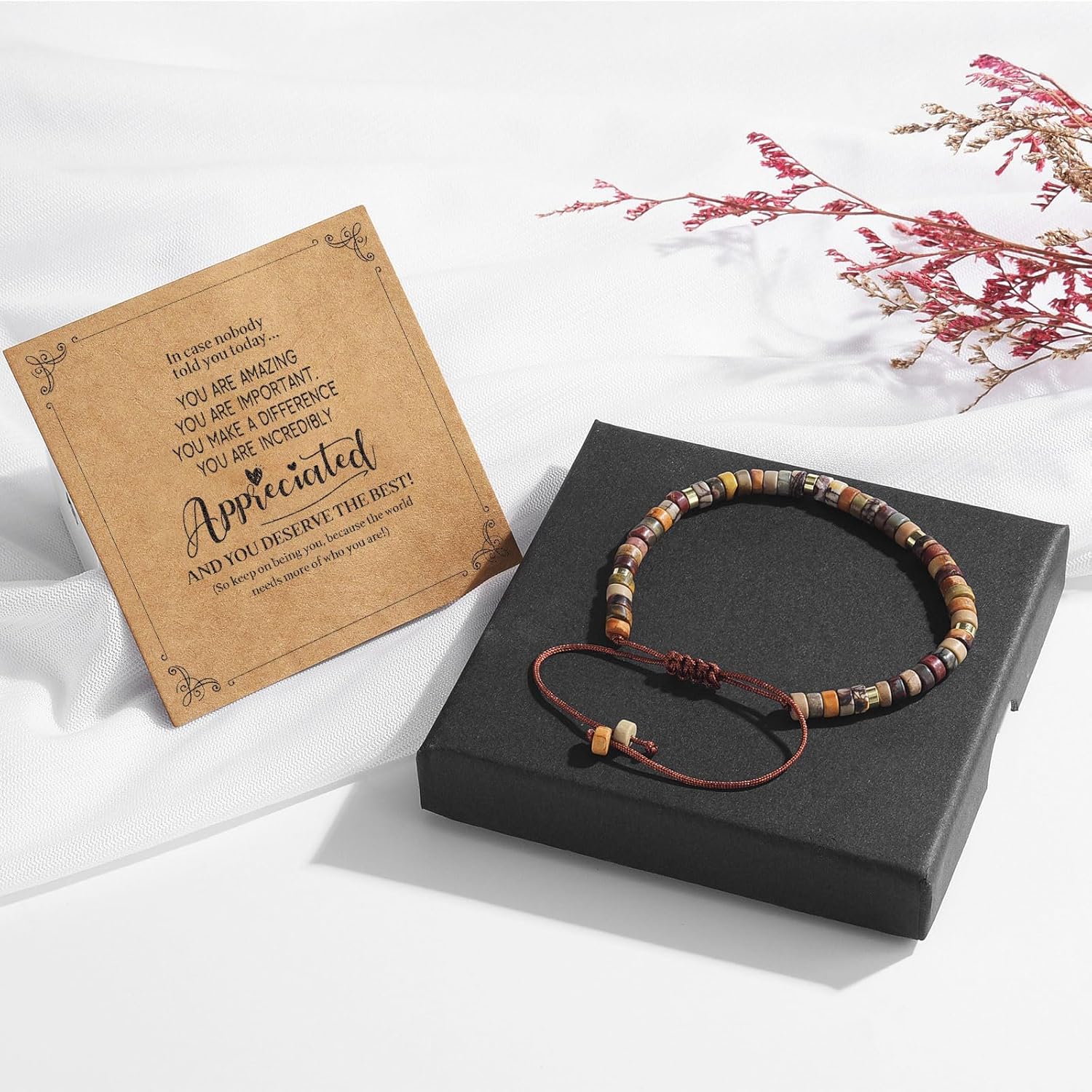 yupoxiu Inspirational Gifts Healing Natural Stone Bracelets - Thinking of You, Get Well Soon Encouragement Gifts Strength Bracelets for Women Friends Sister, Christmas Stocking Stuffers Thanksgiving Basket - Image 6