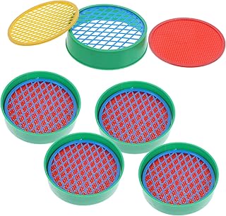 NAMOARLY Sand Sieve Beach Toy 5Pcs Laboratory Sieve Toddler Toy Plastic sieves for Sand Test Sieve for Kids dust Collector Child