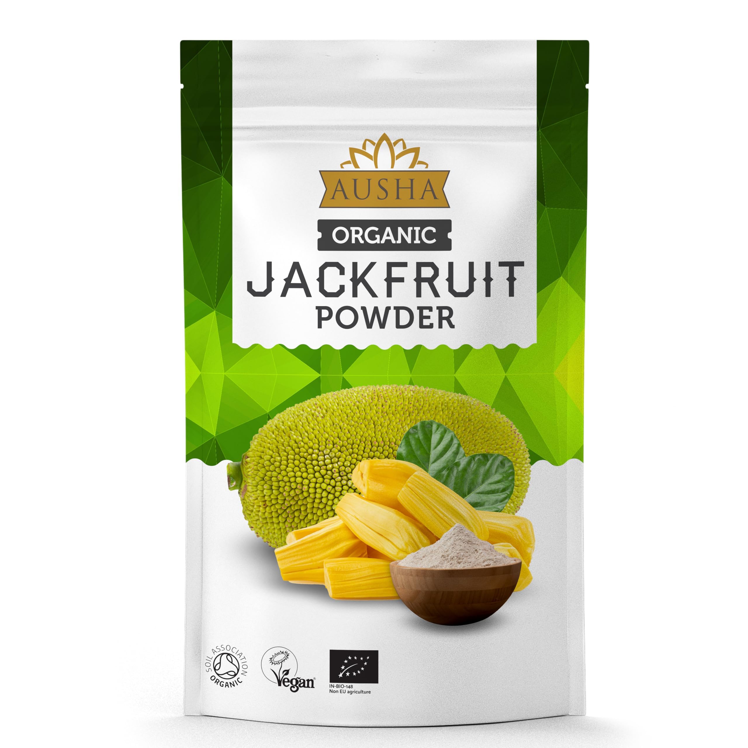 Ausha Organic Jackfruit Powder 250g - UK Certified Organic by Soil Association - Gut Health, Fibre, Gluten Free - Add to Cereals, Smoothies, Juices, Porridge, Baking