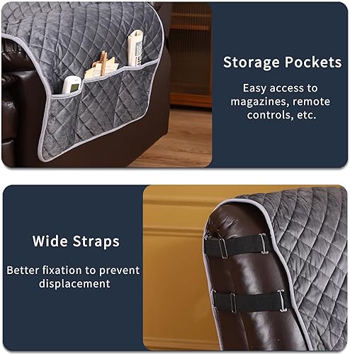 Miniatura 4 de LUFEIJIASHI Fundas antideslizantes para sofá reclinable de 3 plazas, fundas impermeables para sofá reclinable de 3 plazas, fundas de terciopelo para