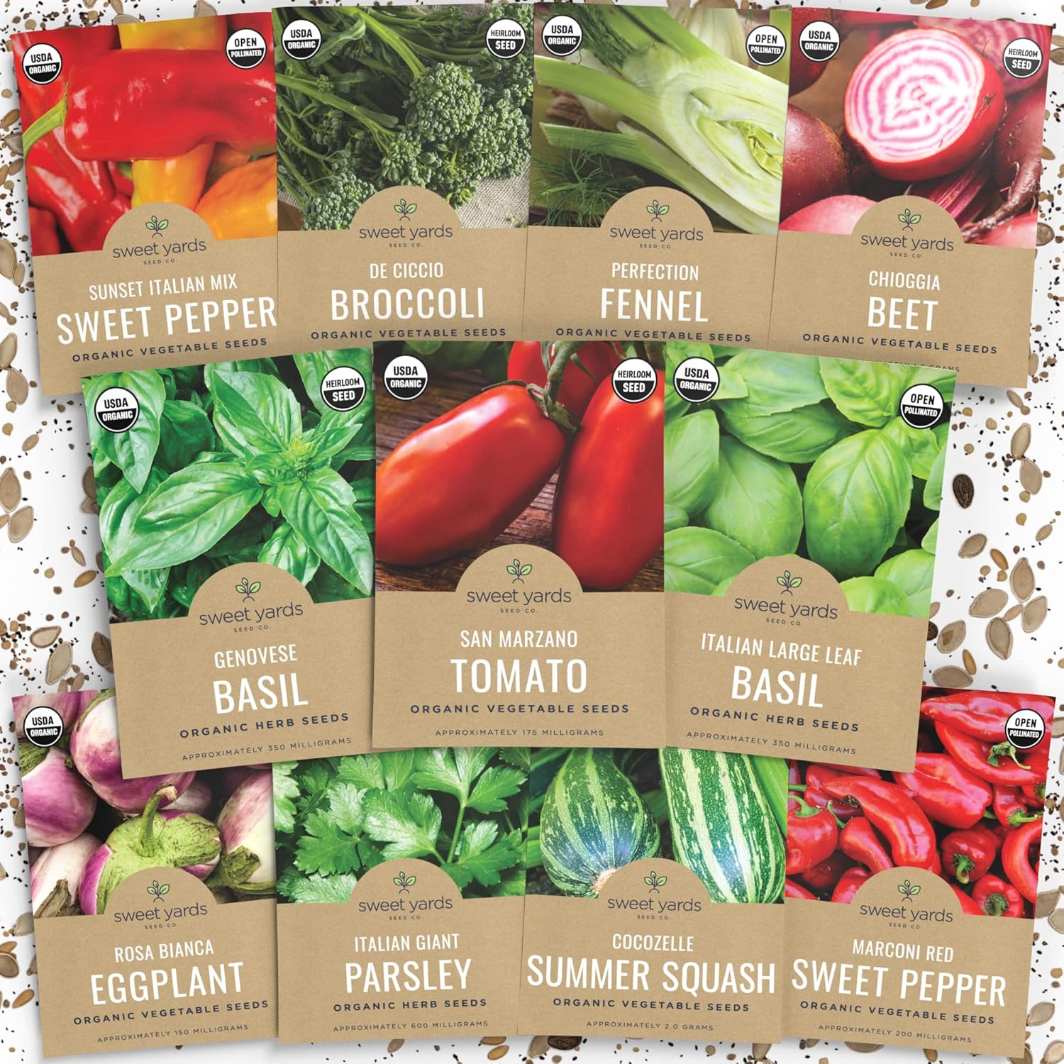 Italian Vegetable Garden Seeds Organic Variety Pack Non