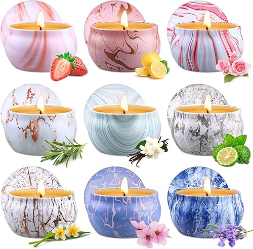 Velas perfumadas de regalo para mujeres, velas de aromaterapia de 2.5 onzas para el hogar, juegos de velas de cera de soja de larga duración para