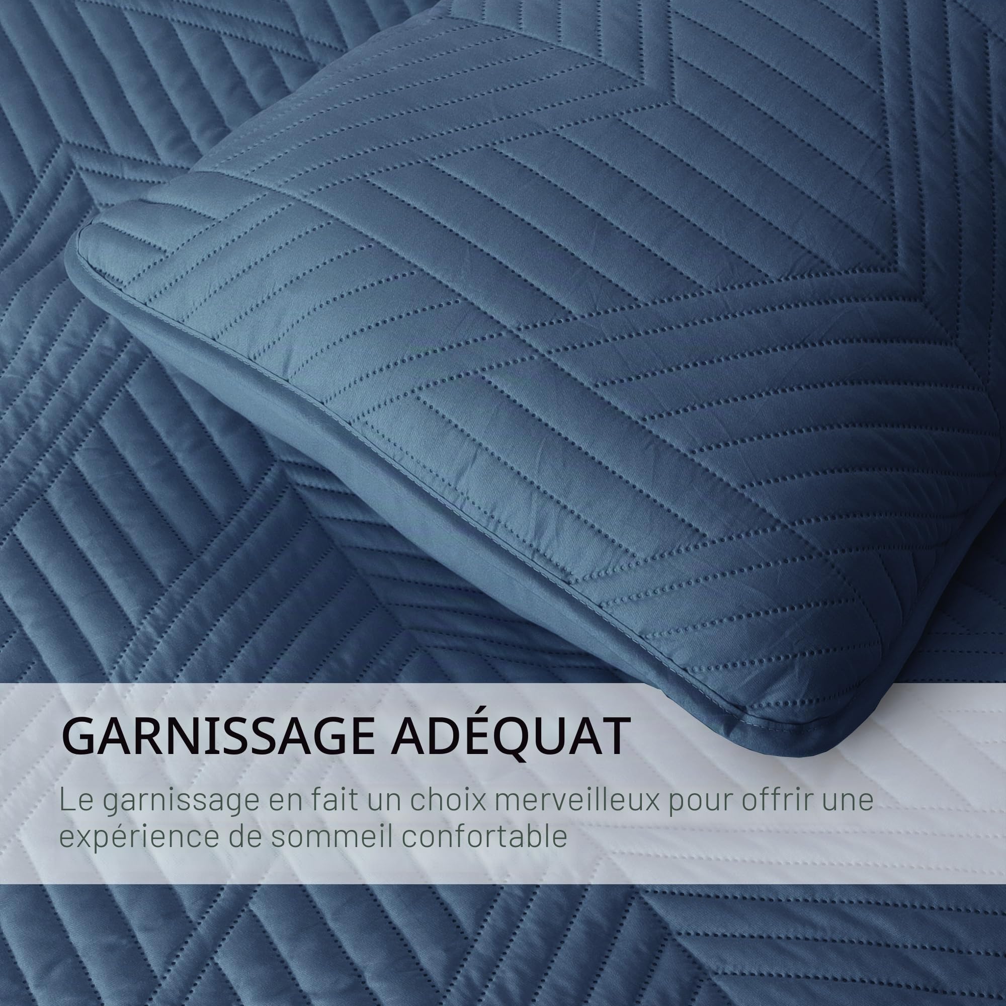 Exclusivo Mezcla Couvre-Lit Matelassé - Léger, Doux et Moderne Géométrique, pour Toutes Les Saisons, 240x260 cm, Bleu Marine (1 Dessus de Lit et 2 Taies d'oreiller)