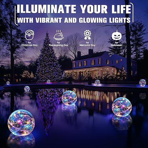 Miniatura 2 de Ciavca Luces solares flotantes para piscina, coloridas luces solares de piscina que flotan que brillan en la oscuridad, accesorios LED de piscina de