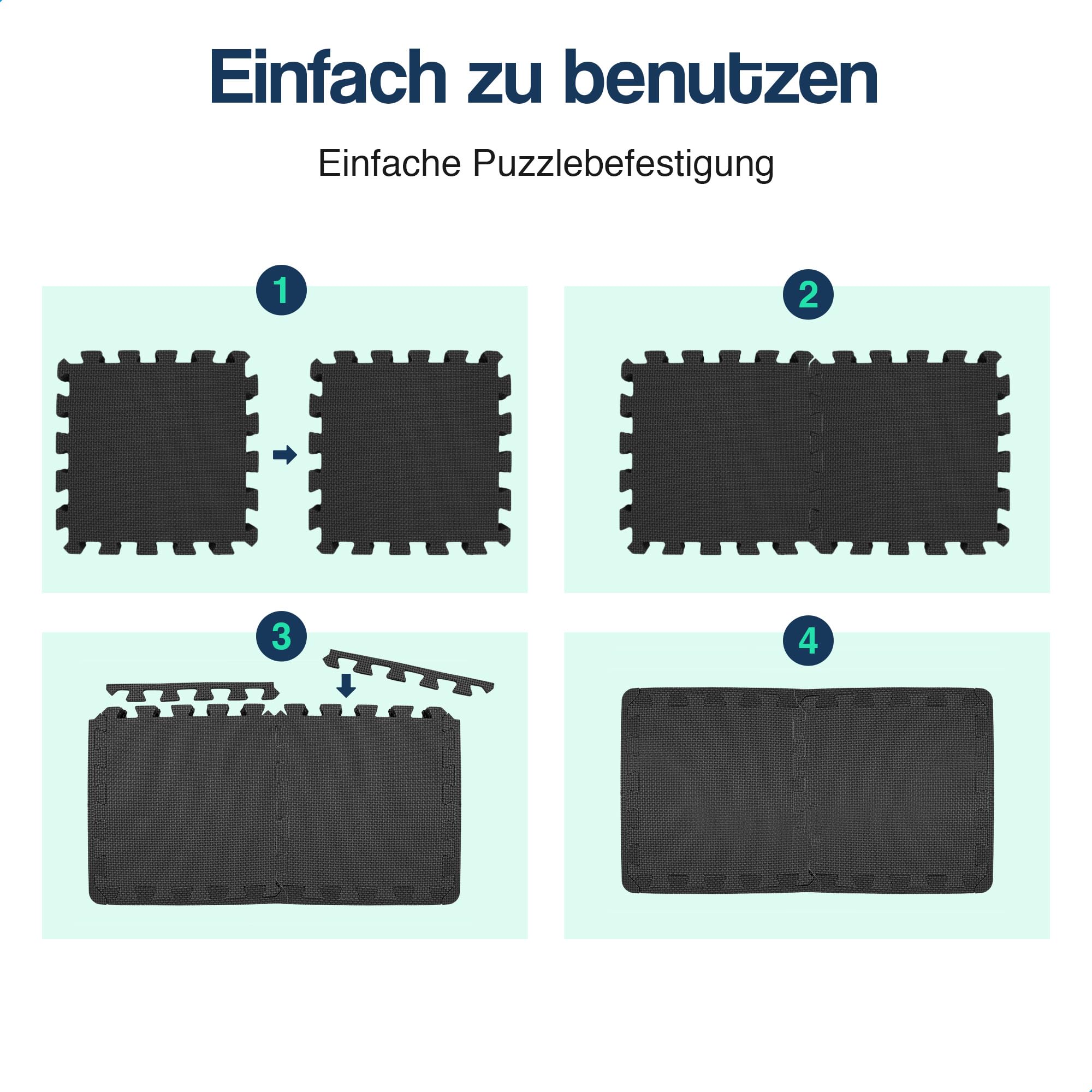Hulser Fitness Puzzlematte - 30 x 30 cm - Bodenschutzmatten für Sporträume - Unterlegmatte, Fitnessmatte, Trainingsmatten, Schutzmatten für Fitnessgeräte