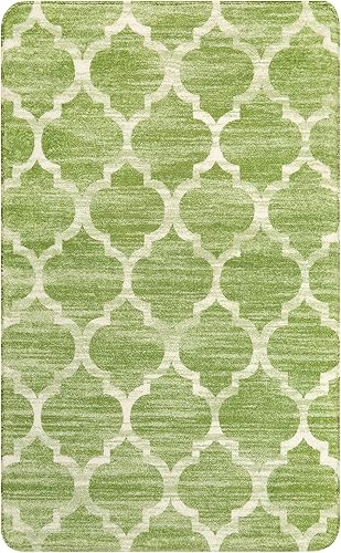 Lahome Alfombra marroquí lavable, 3' x 5', color verde, alfombra de entrada pequeña, envejecida, antideslizante, alfombra para puerta, entrada,