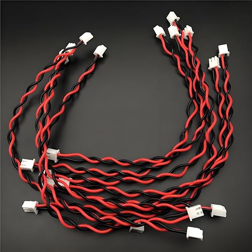 ELFJMZP 10PCS 2P XH2.54mm Jumper Wires, 22AWG Red Black Twisted Pair, 20CM Male 