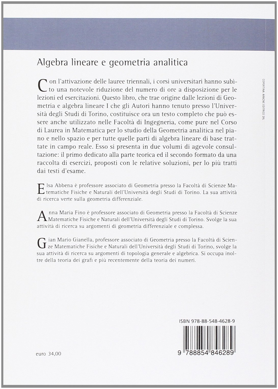 Algebra lineare e geometria analitica (Vol. 1)