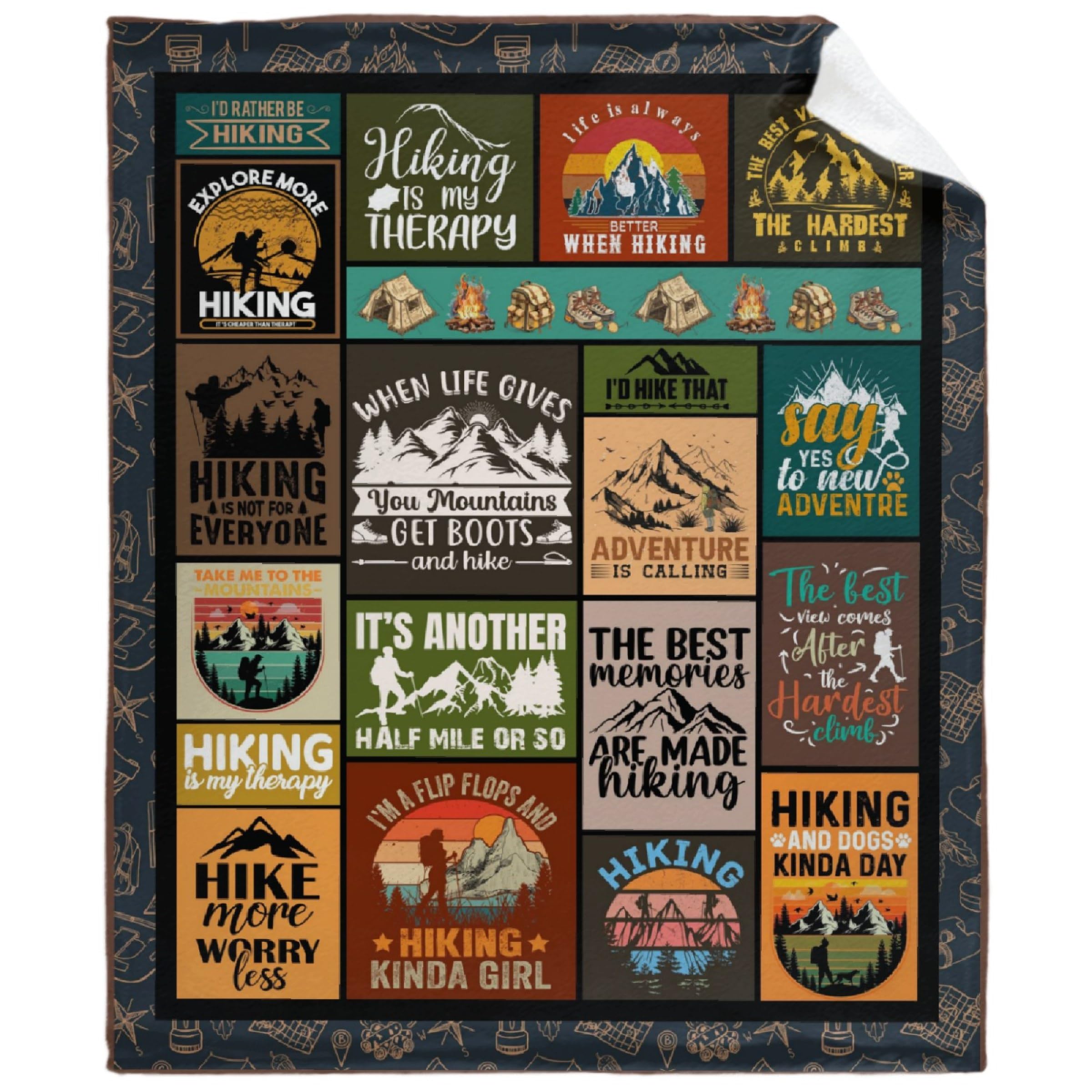 Hiking Gifts Blanket Gift for Boy Girl Teens Hiking Gifts Throw Warm Cozy Soft Plush Lightweight Bedding 50