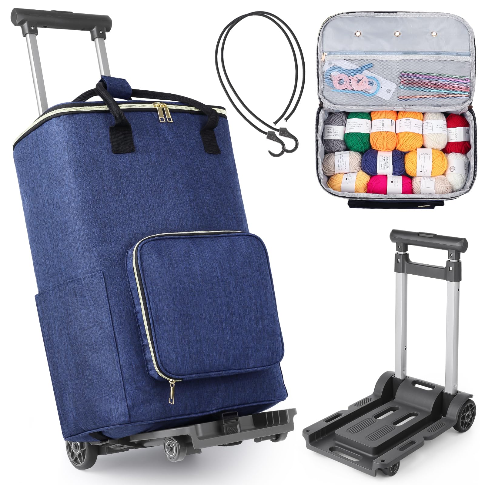 Coopay Rolling Craft Bag, Detachable Trolley Knitting Bag on Wheels, Large Sewing Bags for Sewing Machine, Large Yarn Storage Bags with Compartments and Pockets, Yarn Storage Organizer โ image 1