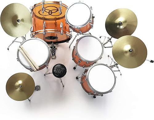 Miniatura 3 de FanMerch Kit de batería Led Zeppelin, John Bonham, Tribute Vistalite Transparent Amber Mini Drum Set Réplica Coleccionable