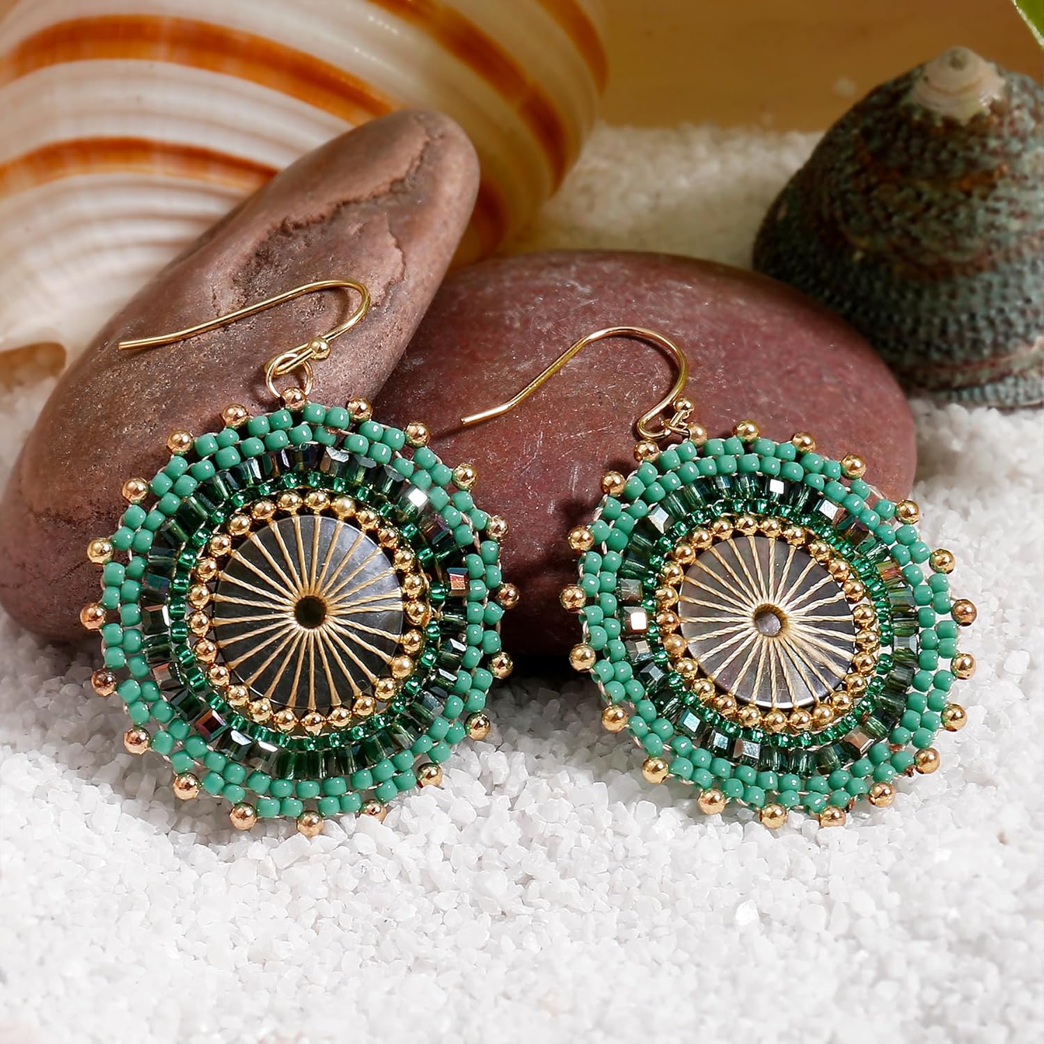 Colorful Bead Earrings For Women Summer Beach Handmade Bead Earrings Bohemia Hoop Dangle Earring For women - Image 4