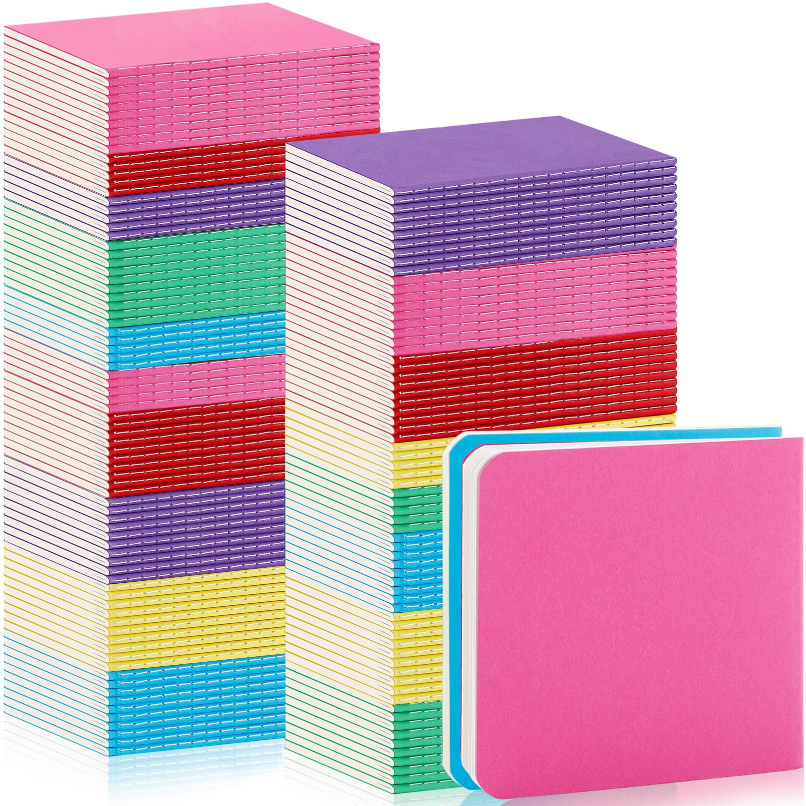 Lot de 150 mini carnets de croquis vierges en vrac, 10,2 x 10,2 cm, mini carnets de croquis vierges de poche, couvertures colorées, journaux non lignés pour écrire et dessiner (24 feuilles/48