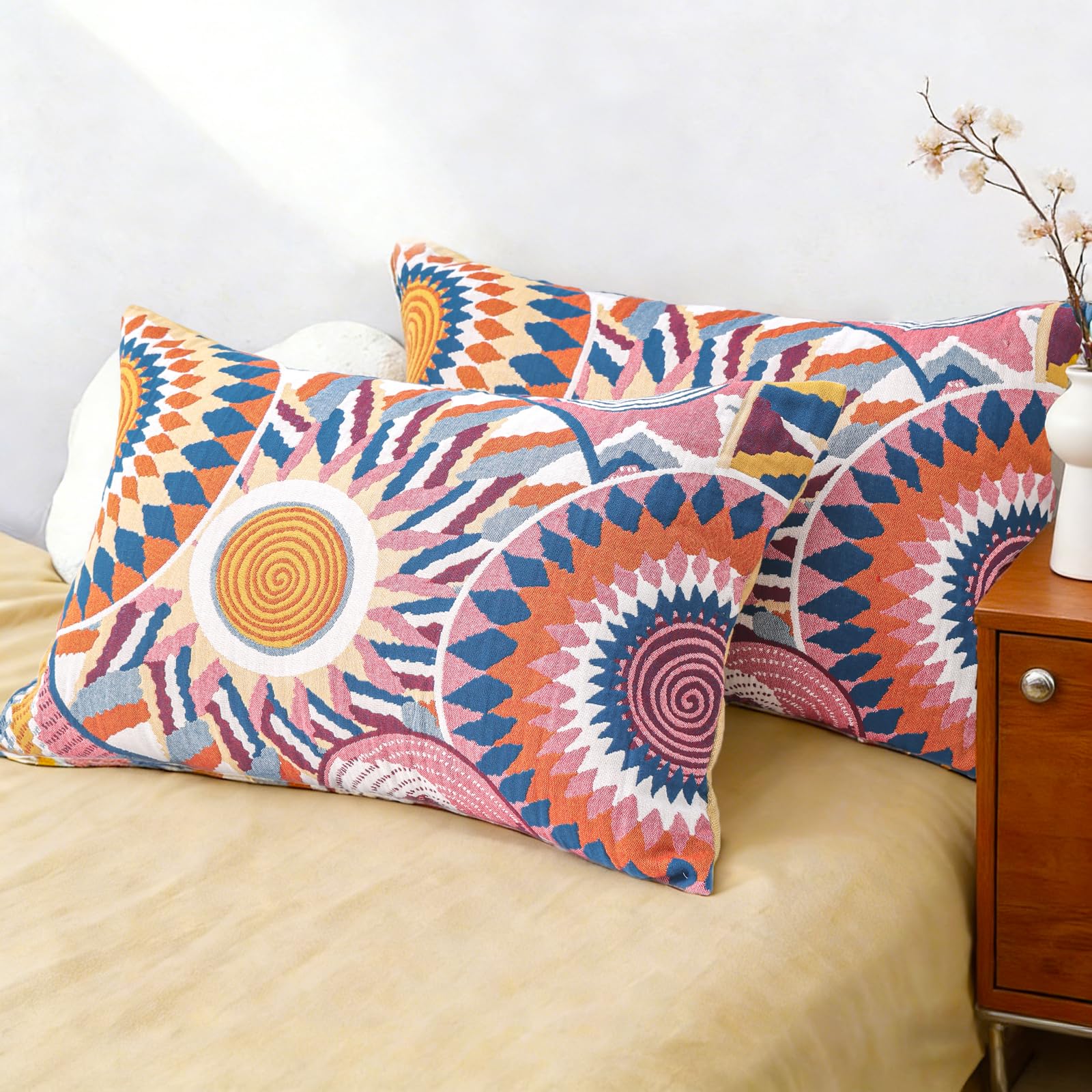 Wotcsil Orange Pillow Cases 2 Pack, Cotton Pillowcase Standard Size 50x75cm Pillow Covers with Envelope Closure, Orange