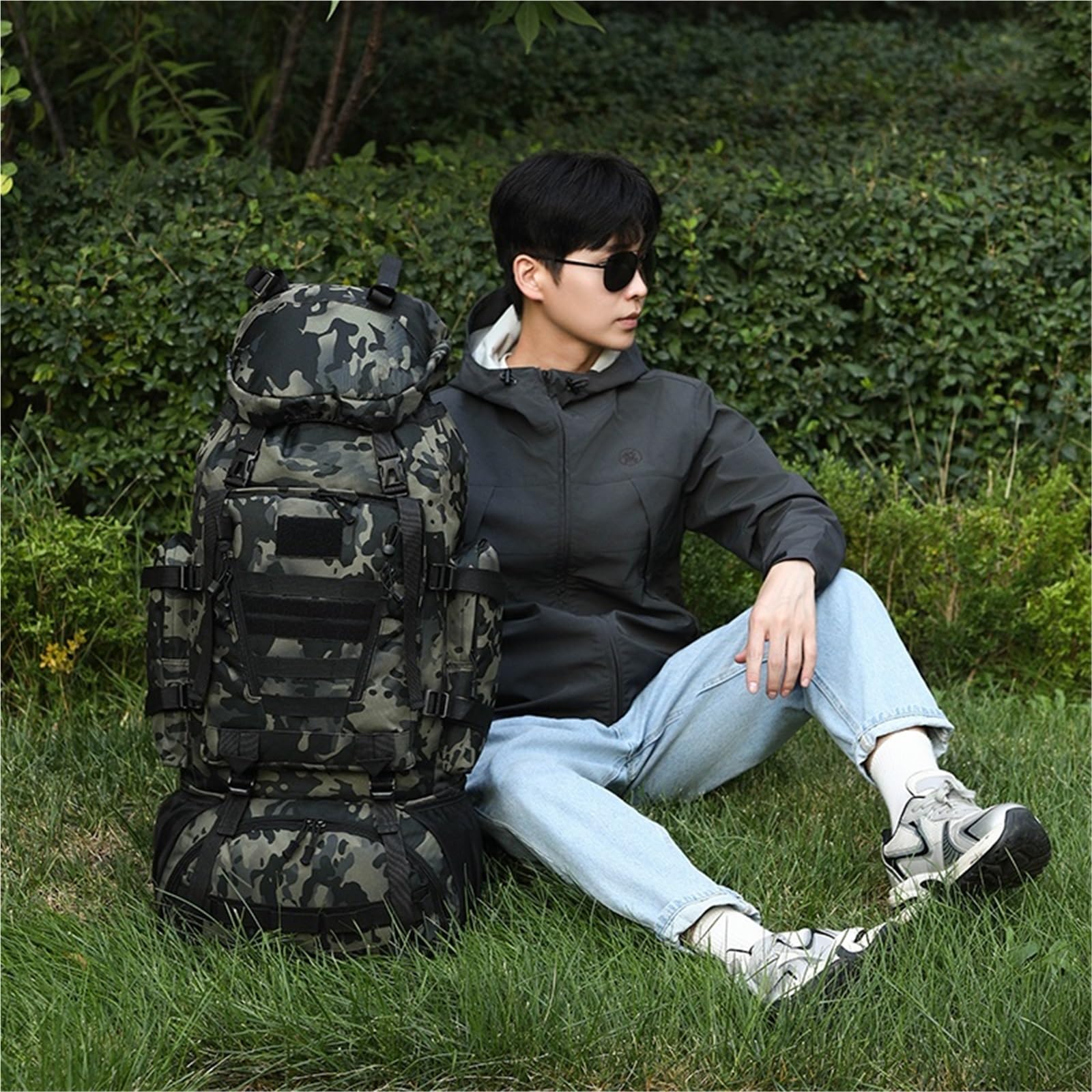 80L torba alpinistyczna Climb plecaki taktyczne duży plecak na zewnątrz piesze wycieczki torby podróżne kempingowe(Jungle camouflage)
