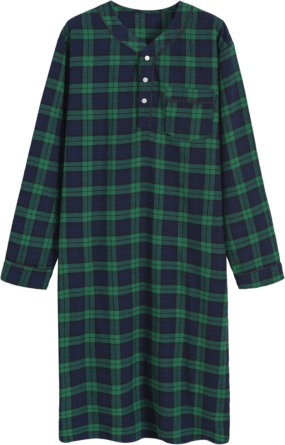 Latuza Men's Cotton Flannel Nightshirt Sleep Shirt