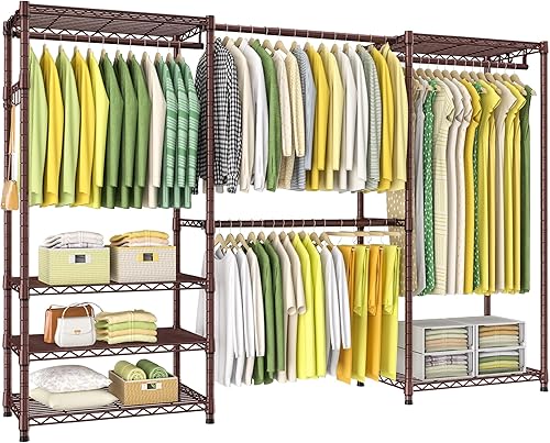 Miniatura 9 de Ulif E1 - Perchero de ropa resistente para clóset, 6 niveles ajustables de metal independiente y expandible con 4 varillas para colgar, armario