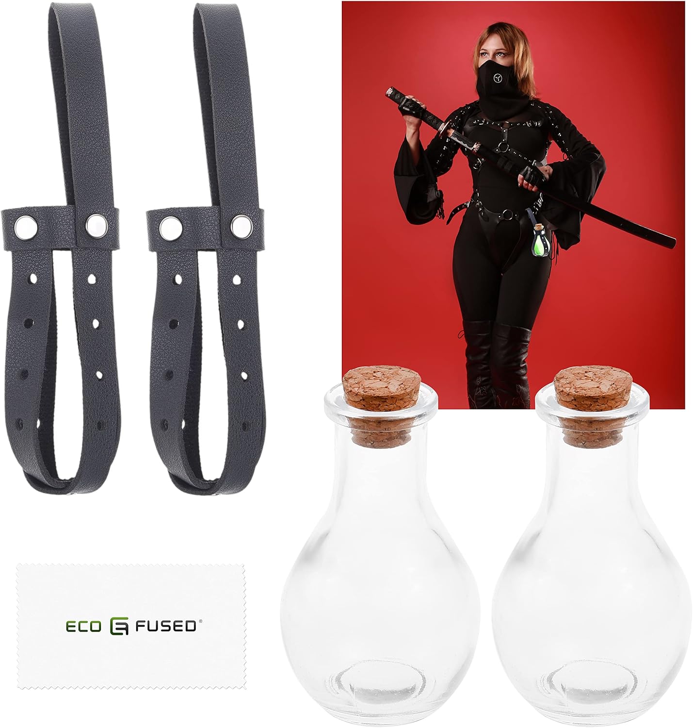 Eco-Fused Cosplay Potion Bottle with Holder - Clear Spherical, Wizard, Witch Costume Accessory - Stopper, Holder, Belt Loop - Image 2