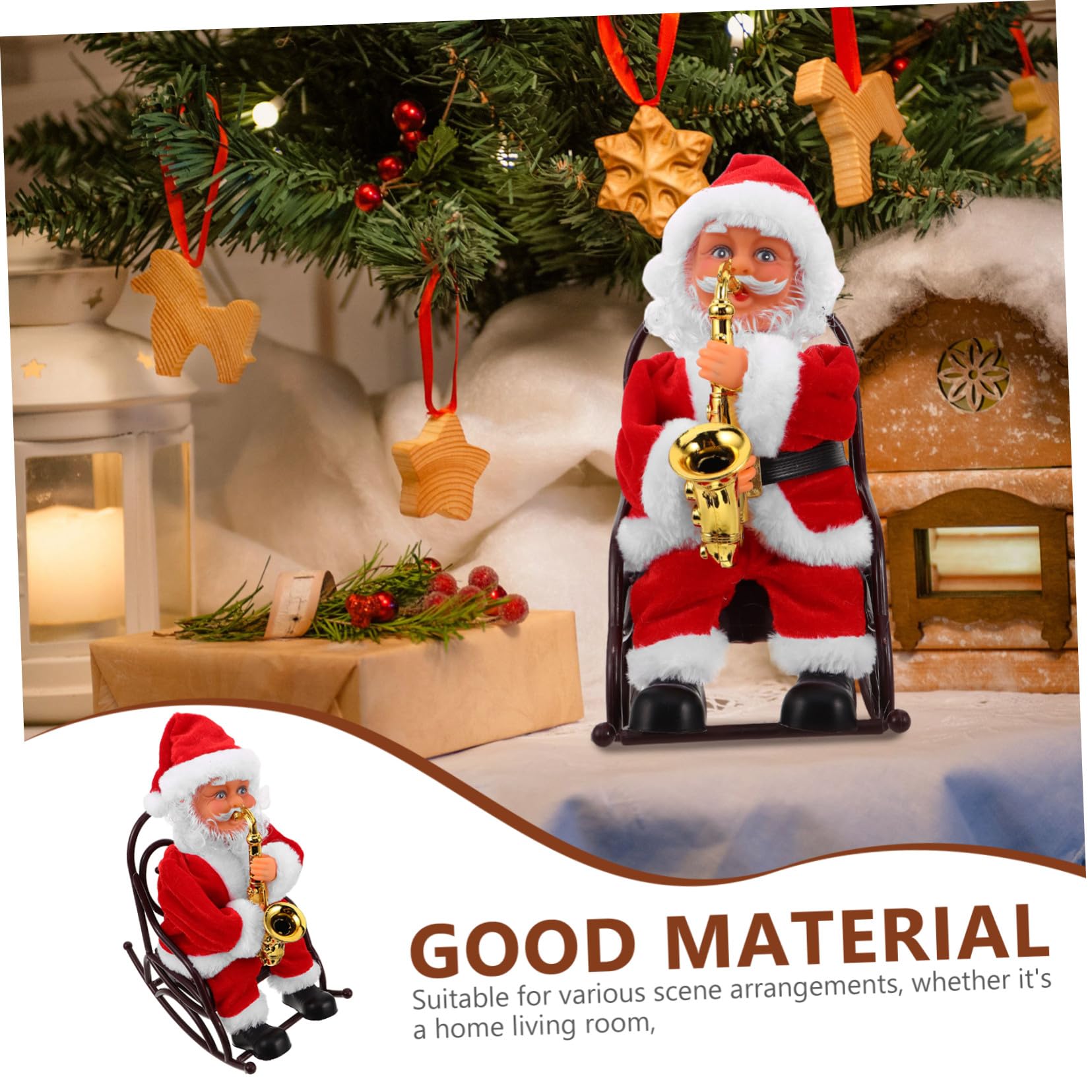 BESPORTBLE Juguete de Papá Noel Eléctrico con Música y Sazón Pequeño Muñeco Decorativo para Fiestas de Navidad Hogar y Juguetes Creativos de Temporada