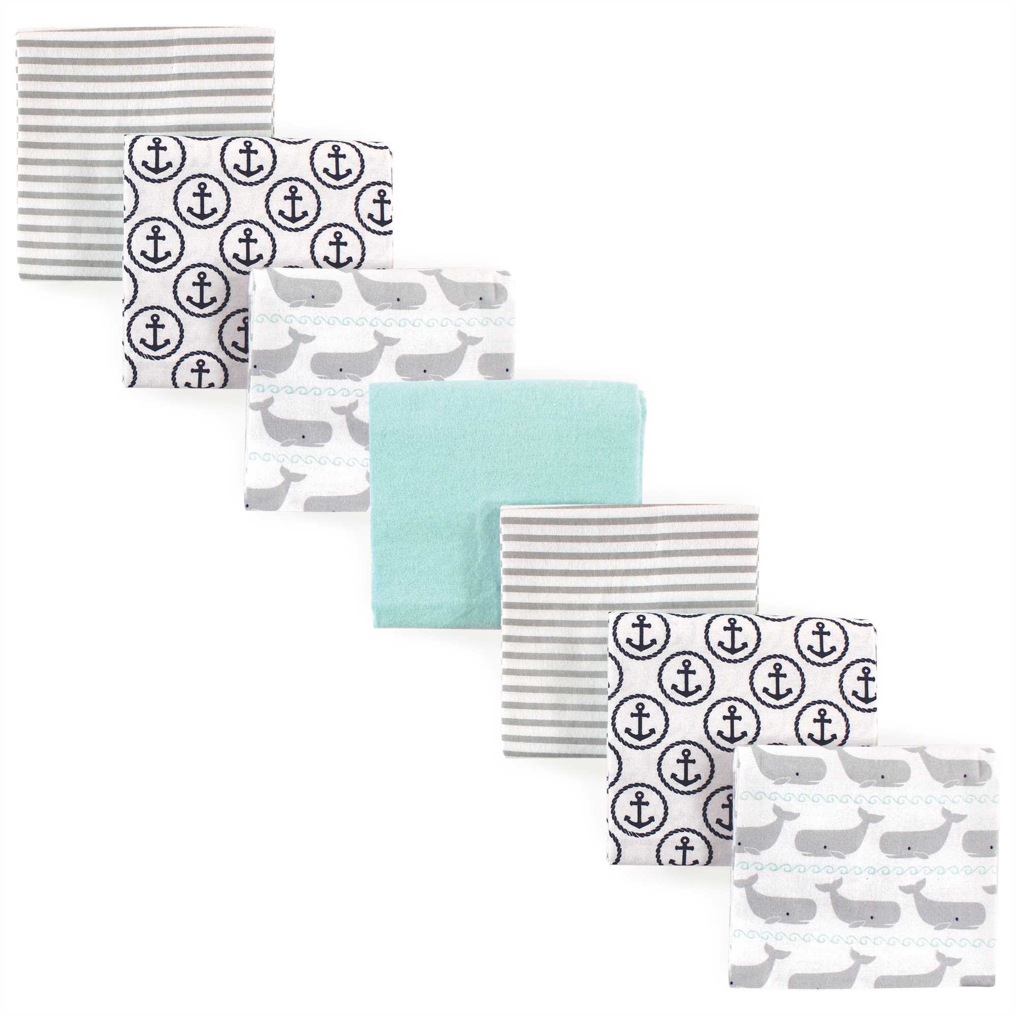 Hudson Baby Coperte Unisex In Flanella Di Cotone Per Neonati, Confezione Da 7, Balena, Taglia Unica - 4