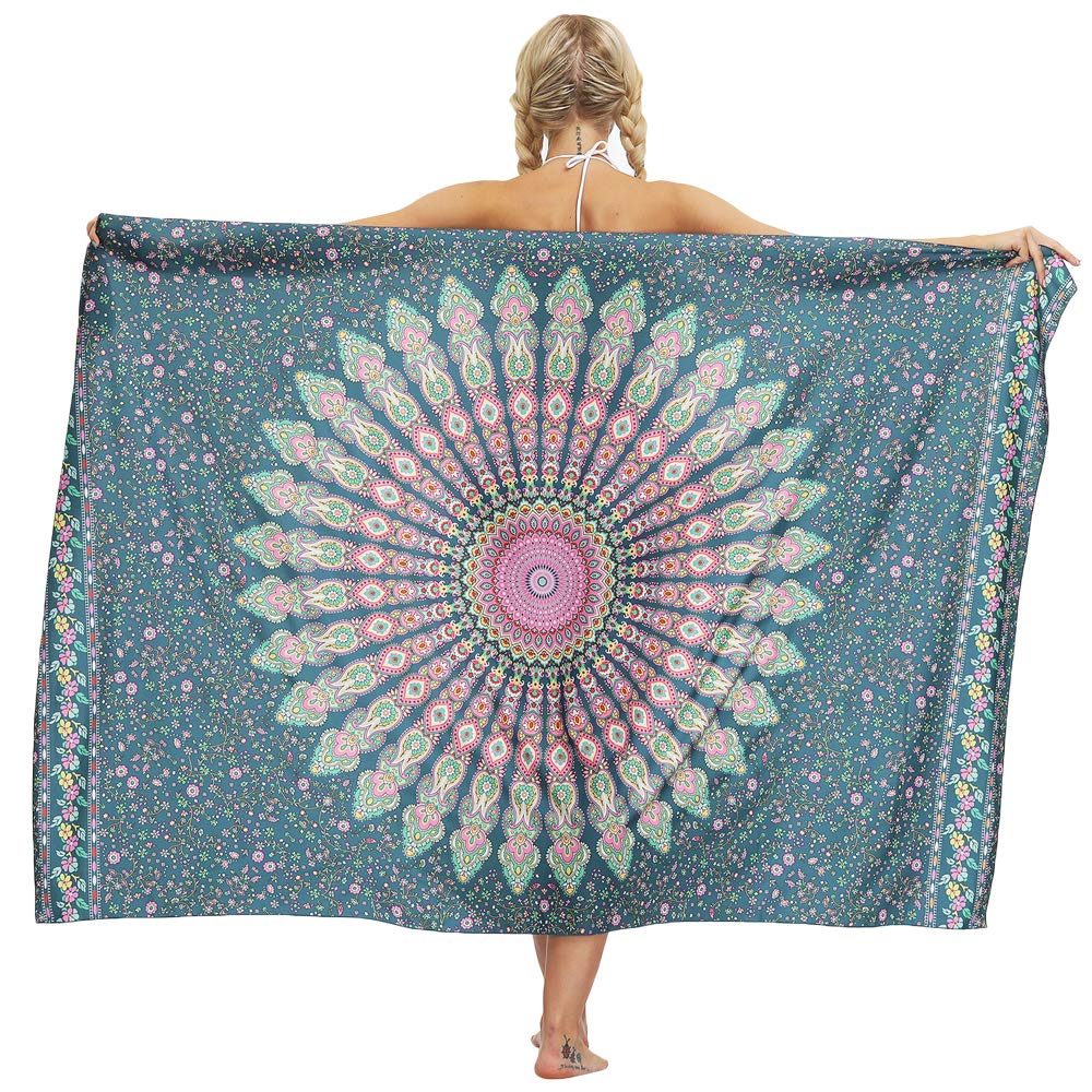 NuofengkuduWomen's Boho Sarong Wrap Bikini Cover up Skirt Beach Towel