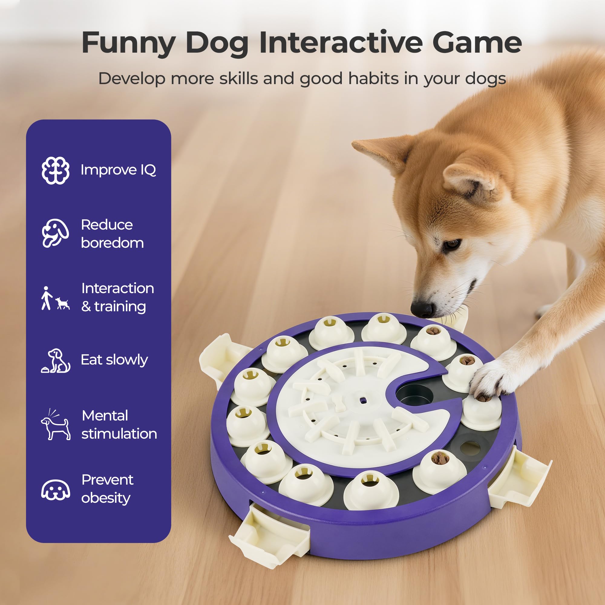 LACCEN Jouet puzzle 3 en 1 pour chien intelligent, alimentation lente
