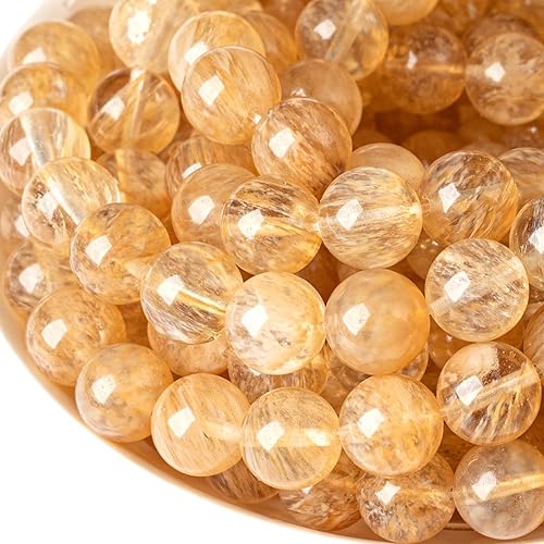 Miniatura 6 de Cuentas de sándalo dorado natural, cuentas redondas sueltas para bricolaje pulseras y collares, joyería de HIXHRO 45 piezas con hilo elástico