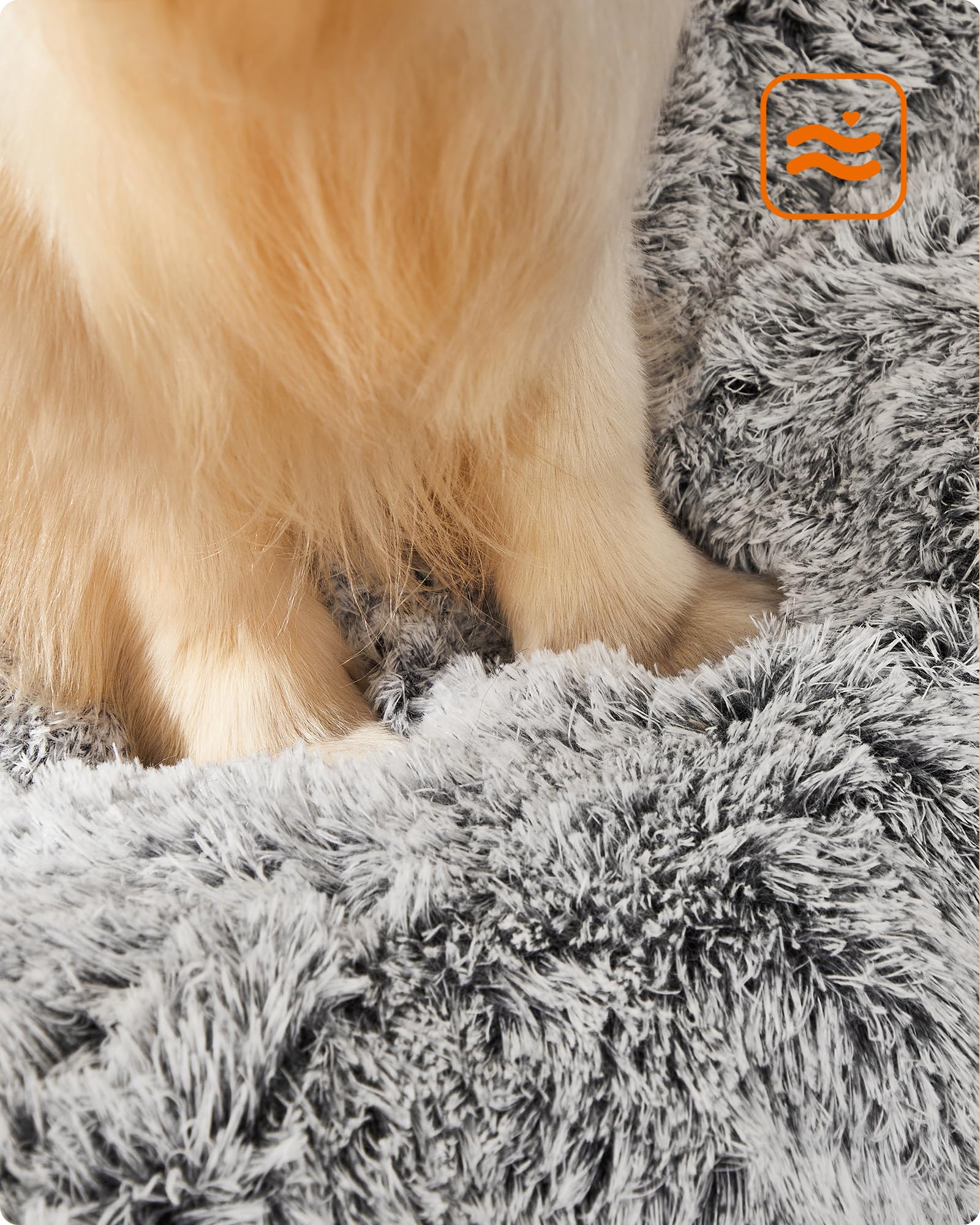 Feandrea Cuccia per Cani, Tappetino per Animali di Peluche Morbida, 122 x 74 cm, Imbottitura Soffice, Lavabile, Cuscino per Cani Multiuso, Grigio Ombré PGW204G01