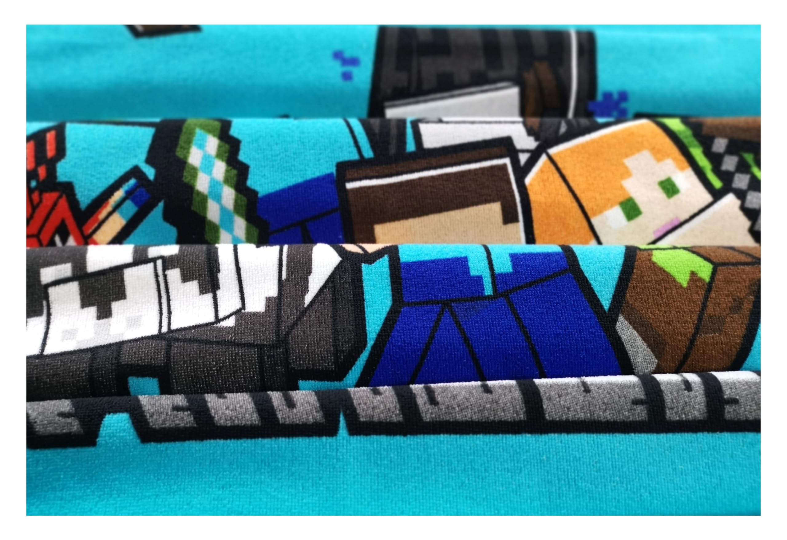 Theonoi Toalla de baño infantil, toalla de playa, toalla de ducha, 70 x 140 cm, poliéster (Minecraft Steve Alex)