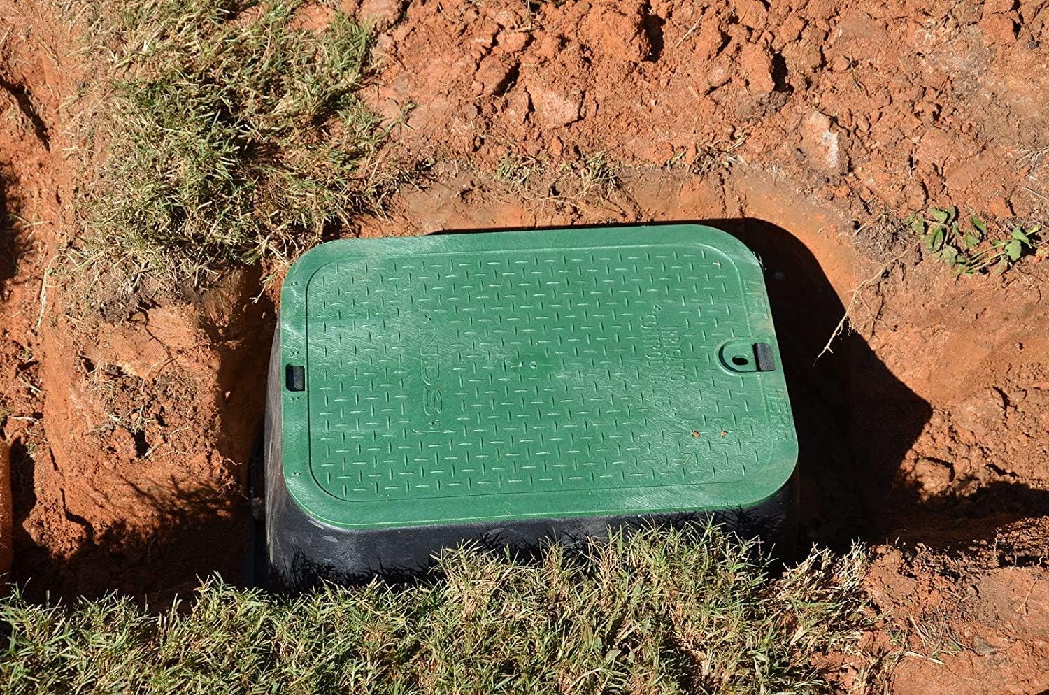 NDS 113BC 14" x 19" Standard Series Sprinkler Valve Box- Black with Green Bolt-Down Cover
