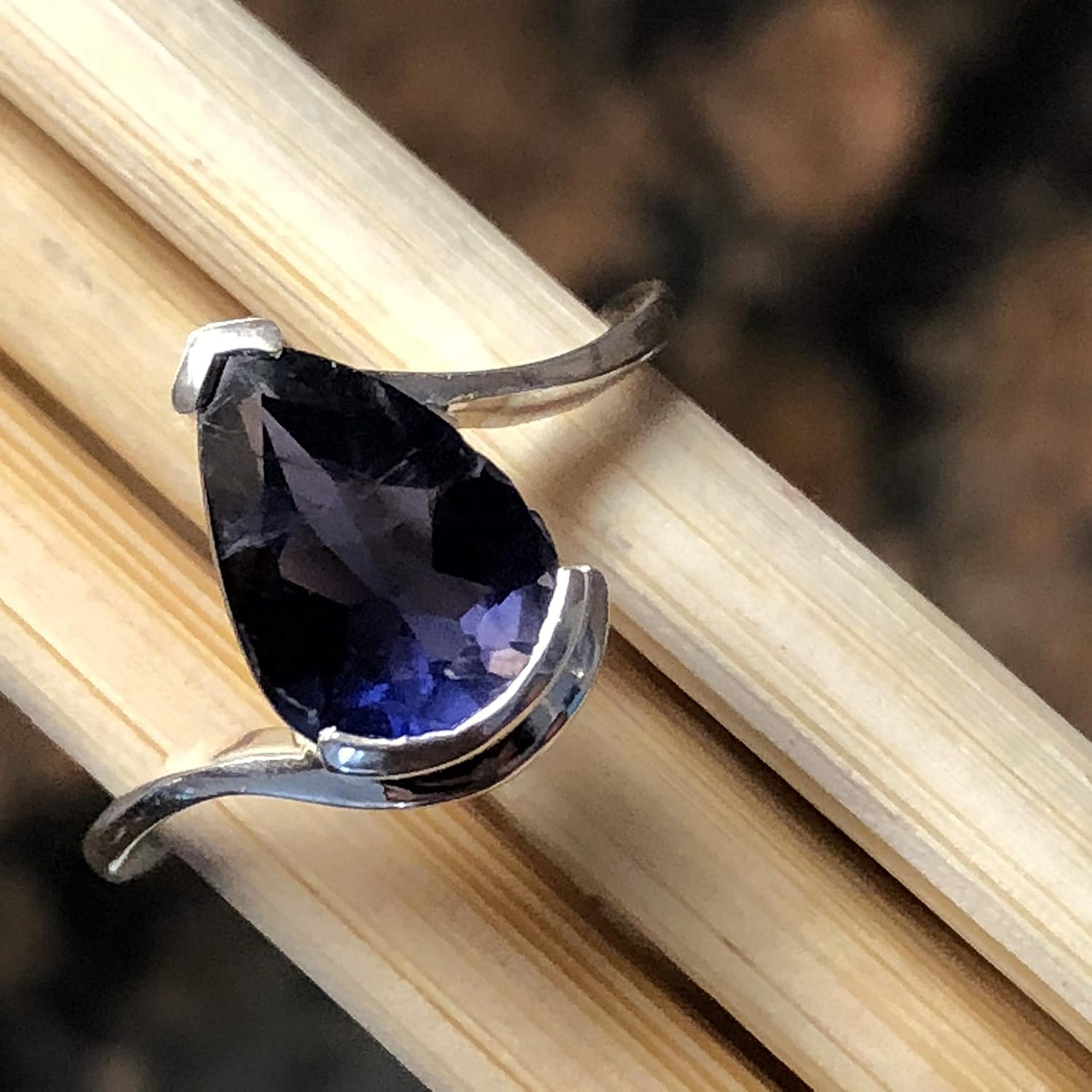 Natural 1.5ct Iolite 925 Sterling Silver Ring Size 6, 7.75, 8, 9 - Image 5
