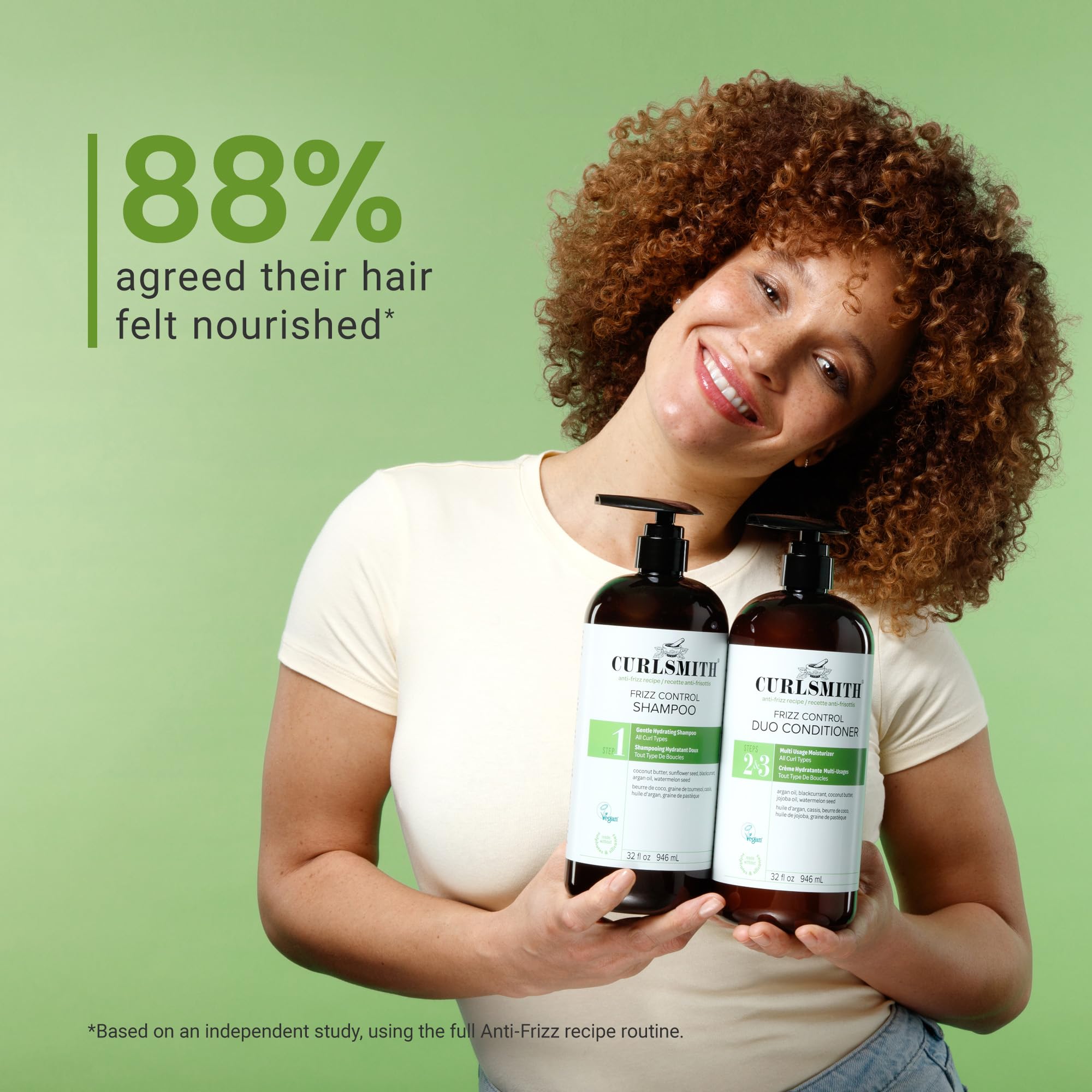 Curlsmith Frizz Control Duo Conditioner | Feuchtigkeitsspendender Anti-Frizz Conditioner & nährender Leave-In zur Frizz-Kontrolle, Alle Lockentypen, Vegan, 946 ml