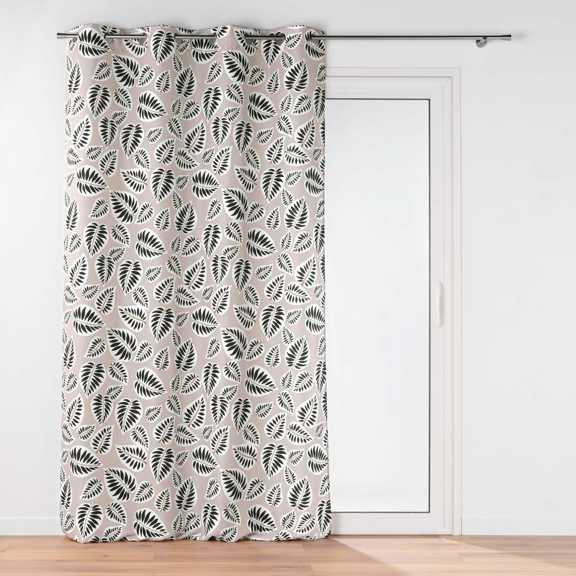 Douceur d'Intérieur, Curtain with eyelets (140 x 260 cm) Alma Black, Printed Polyester