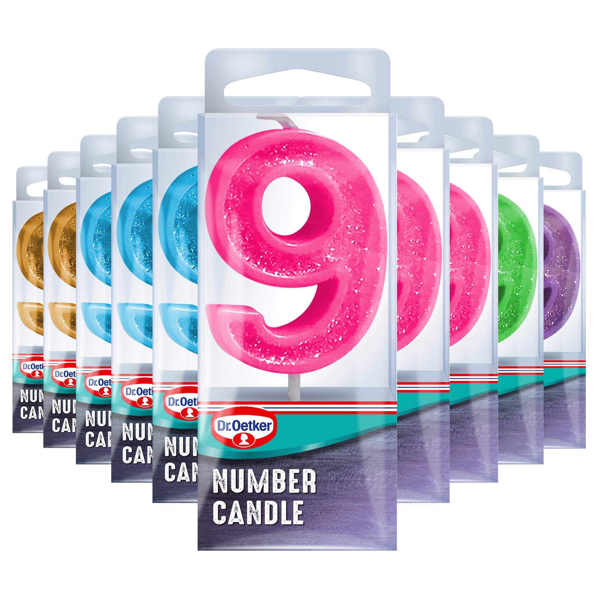 Dr. Oetker Sparkly Number 9 Candle, PACK OF 10