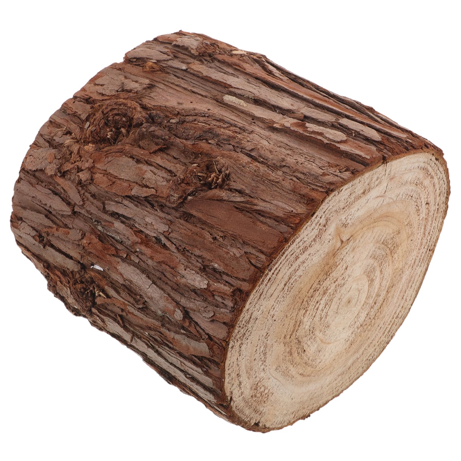 HANABASS Rustikaler Runder Holzstumpfsockel aus Massivem Holz mit Stabiler Konstruktion als Dekorativer Beistelltisch und Präsentationssockel für Zuhause und Fotoshootings