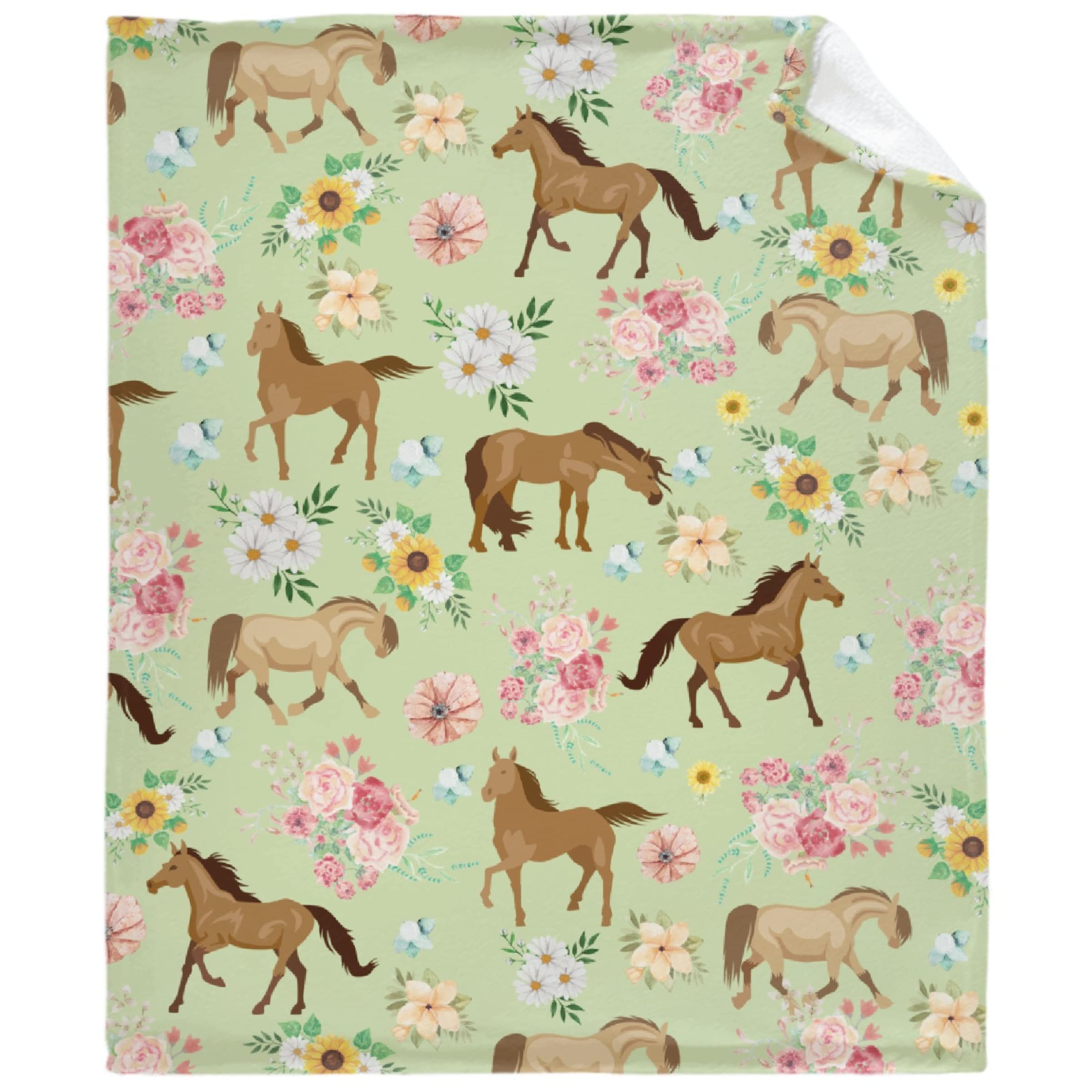 Darani Horses Floral Horse Breeds Farm Animal Lightweight Super Soft Cozy Throw Blanket Warm and Lightweight Soft Flannel Blankets 40x30 XSmall for Puppy Bed Blanket
