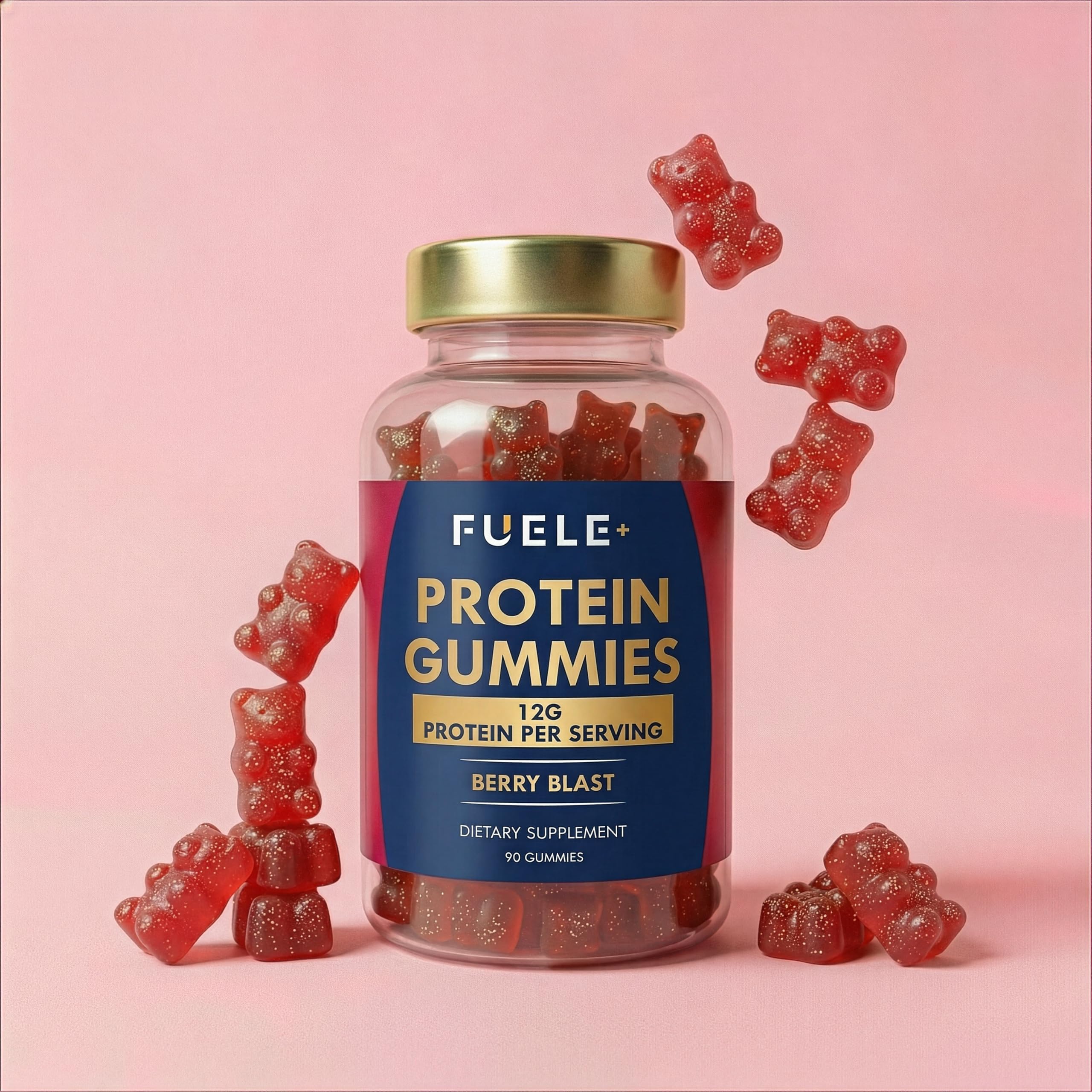 Whey Protein Gummies - Berry Blast Flavour, 12g High Protein per Serving - Protein Powder Alternative, No Added Sugar, Vegetarian, Convenient Whey Protein Supplement, Muscle Recovery