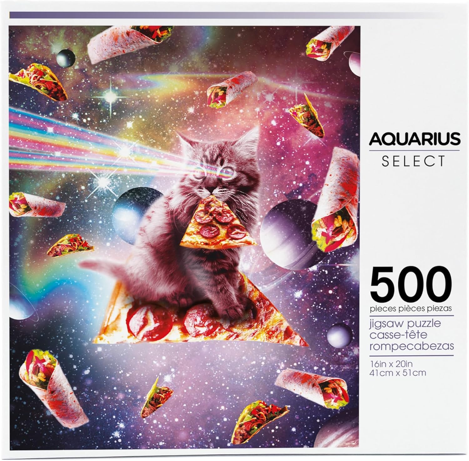 AQUARIUS Random Galaxy Cat Pizza Puzzle(500 Piece Jigsaw Puzzle)-Officially Licensed Galaxy Merchandise&Collectibles-Glare Free-Precision Fit-Virtually No Puzzle Dust-16x20 Inches,Multicolor,62522