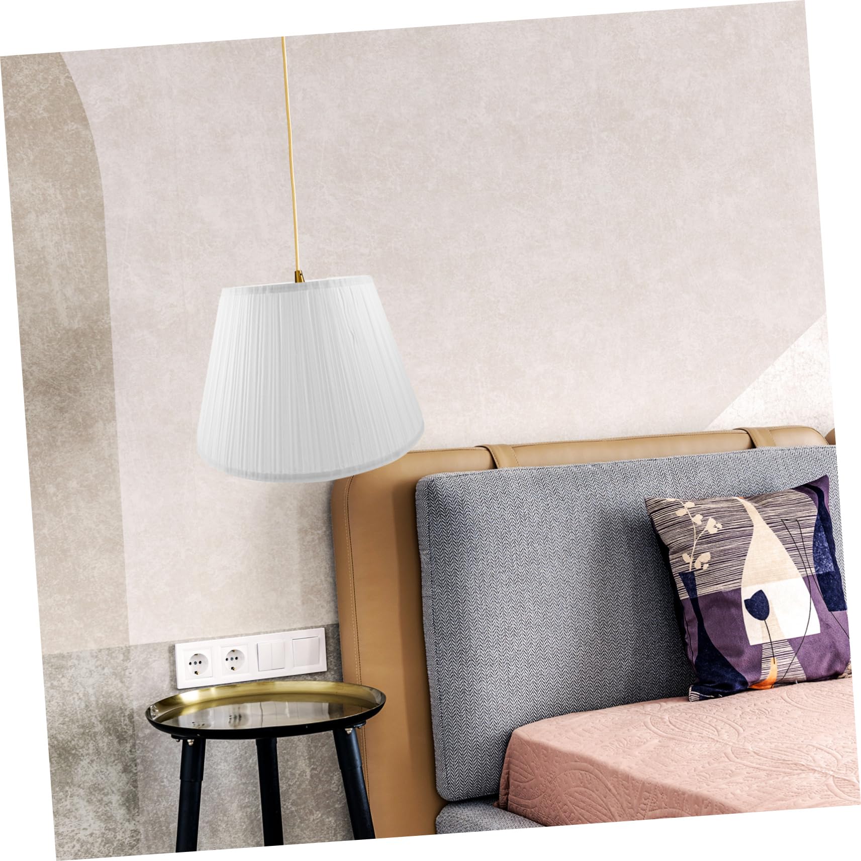 Pantalla de Lámpara Hogar de Lino Blanco, Estilo Simple