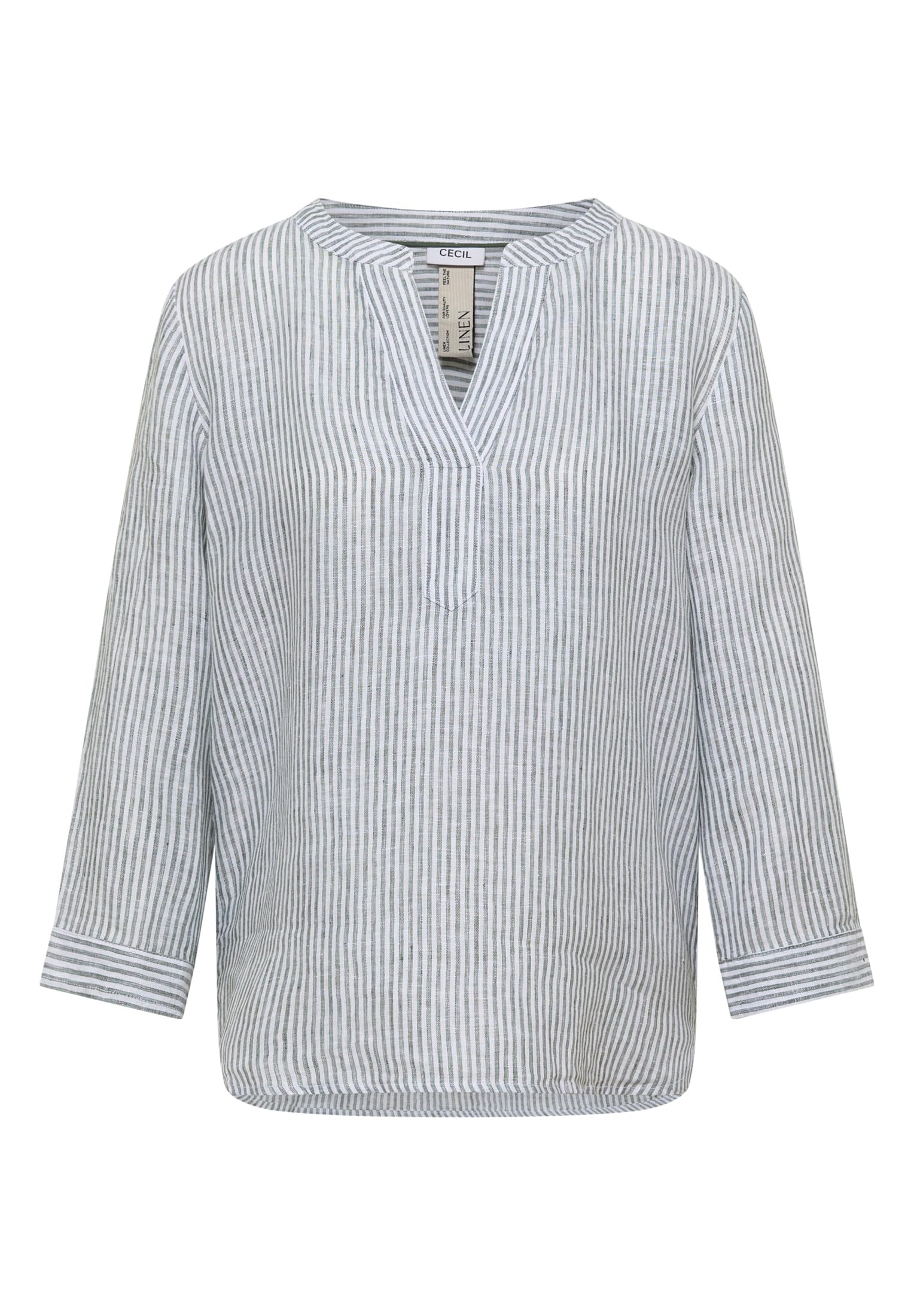 Cecil 3/4-Arm Bluse mit Split Neck aus Leinen