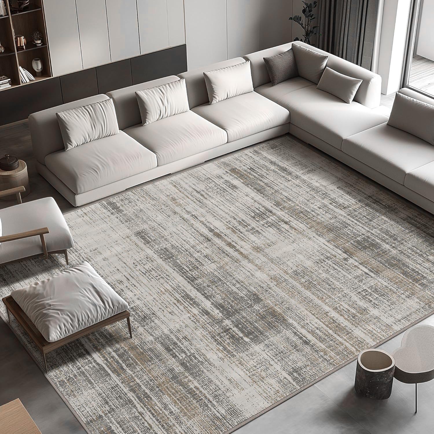 Tapis de salon moderne rectangulaire 80x110 cm lavable et antidérapant