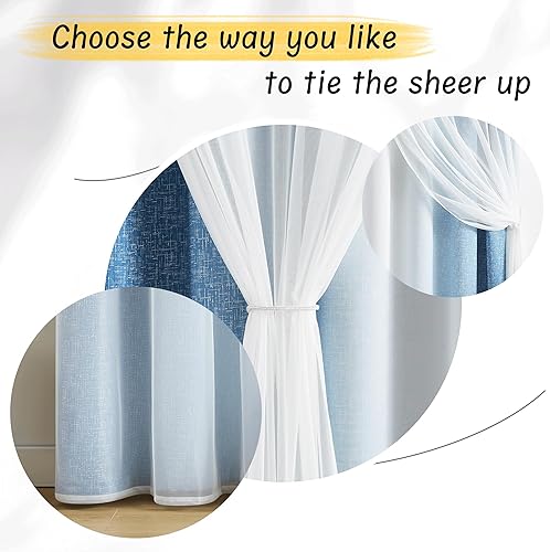 Miniatura 5 de Cortinas 100% opacas con superposición transparente, mezcla y combina, cortinas de doble capa de 84 pulgadas de largo, 2 paneles para dormitorio de