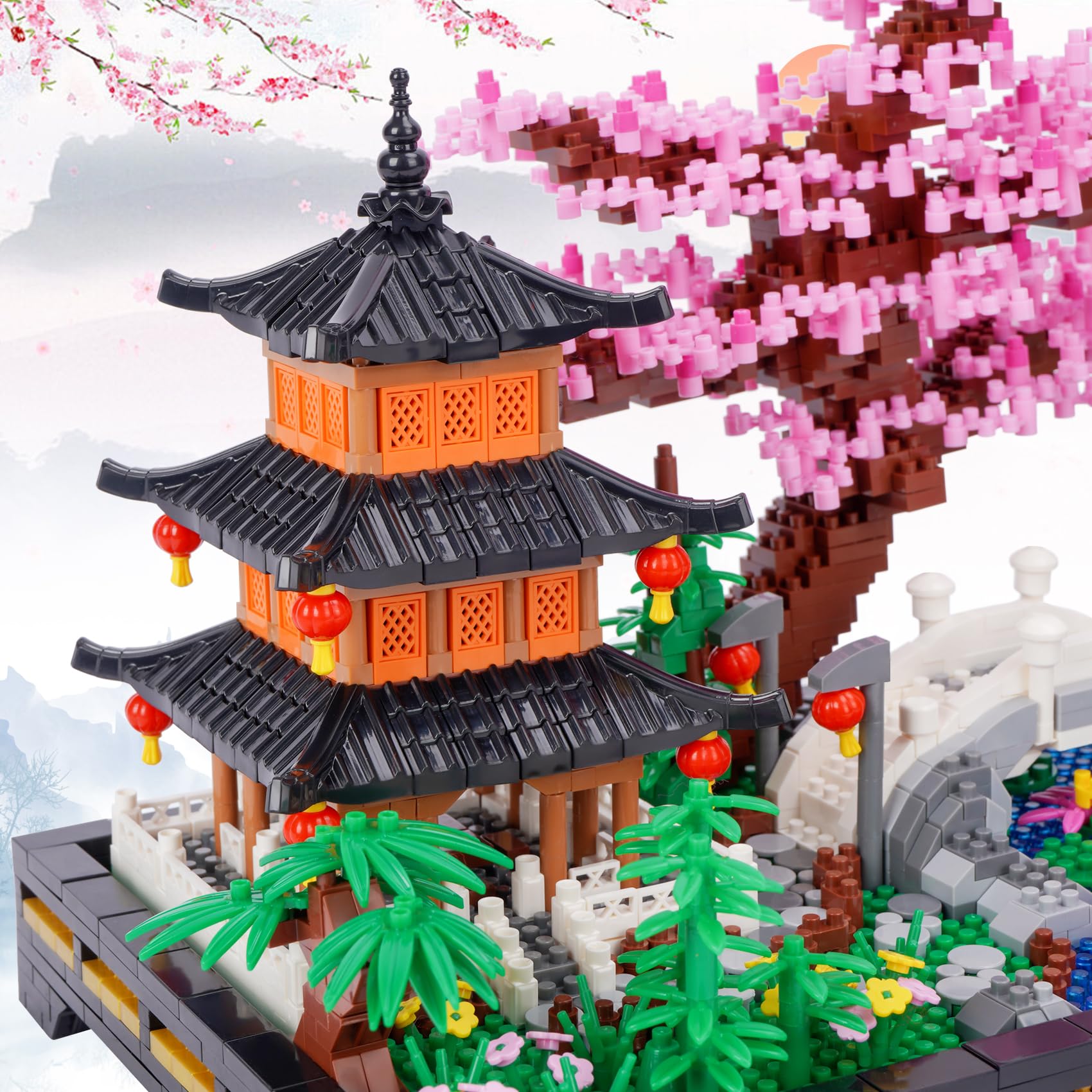 LULUFUN Building Blocks Set, Architecture Building Toy, Sakura Garden Brick Model, Mini Building Blocks Kits - Image 2