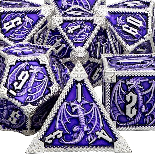 ARUOHHA - Juego de dados DND de metal con caja de regalo dados grandes para juegos de rol dados poliédricos para Warhammer Pathfinder juegos de mesa