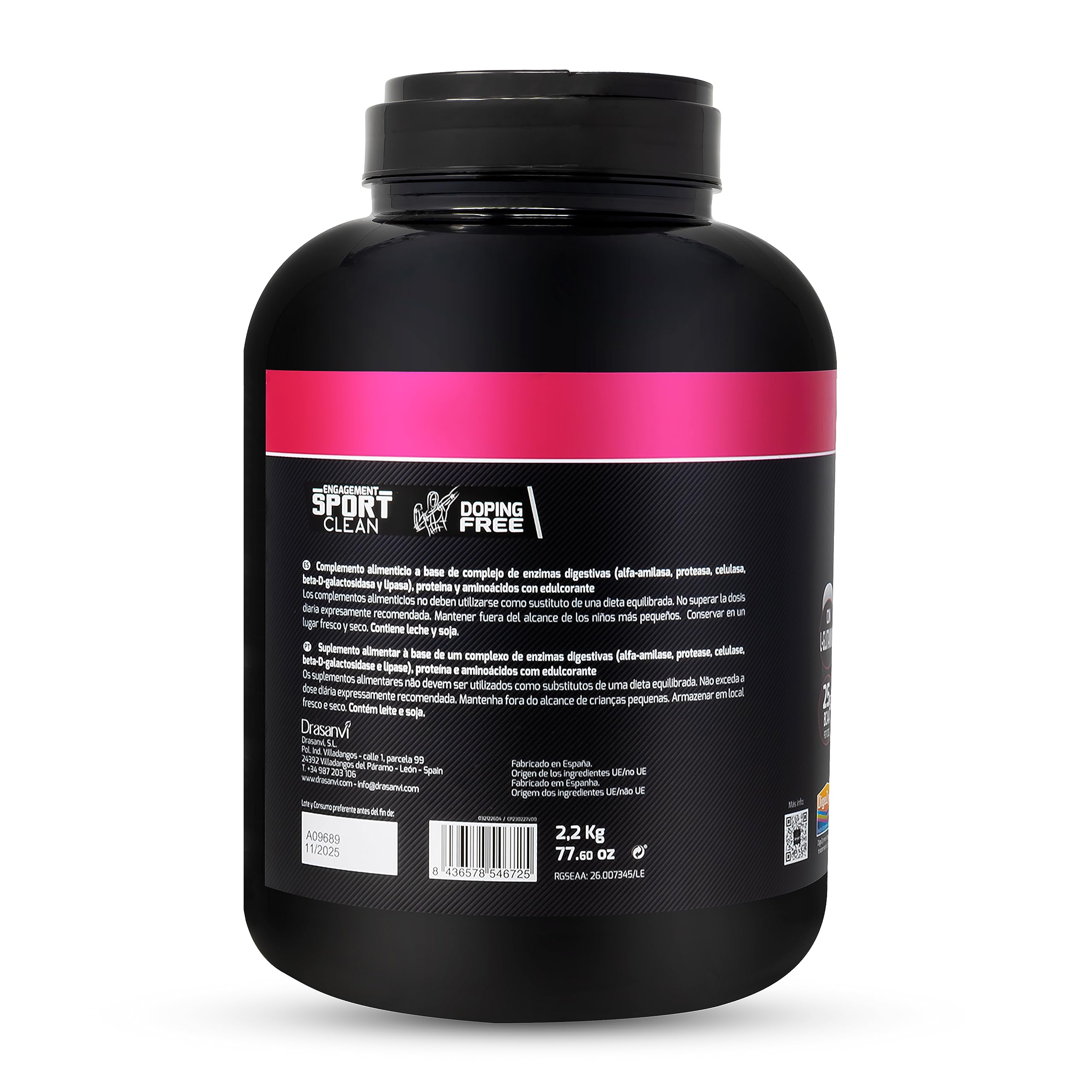 SPORT LIVE Whey protein isolate | Aislado de proteína en polvo | Proteinas whey isolada de suero de leche | Proteinas que ayudan a aumentar tu masa muscular |Yogur-Fresa | 2,2KG |Drasanvi